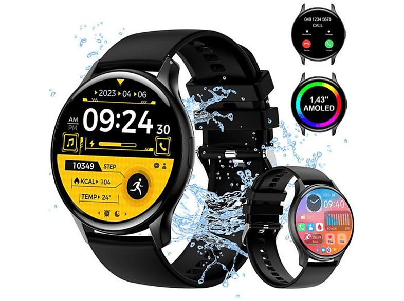 MANIKE Valour Wave Fortune Smartwatch stainless steel Silikon, 140 - 210 mm, Schwarz