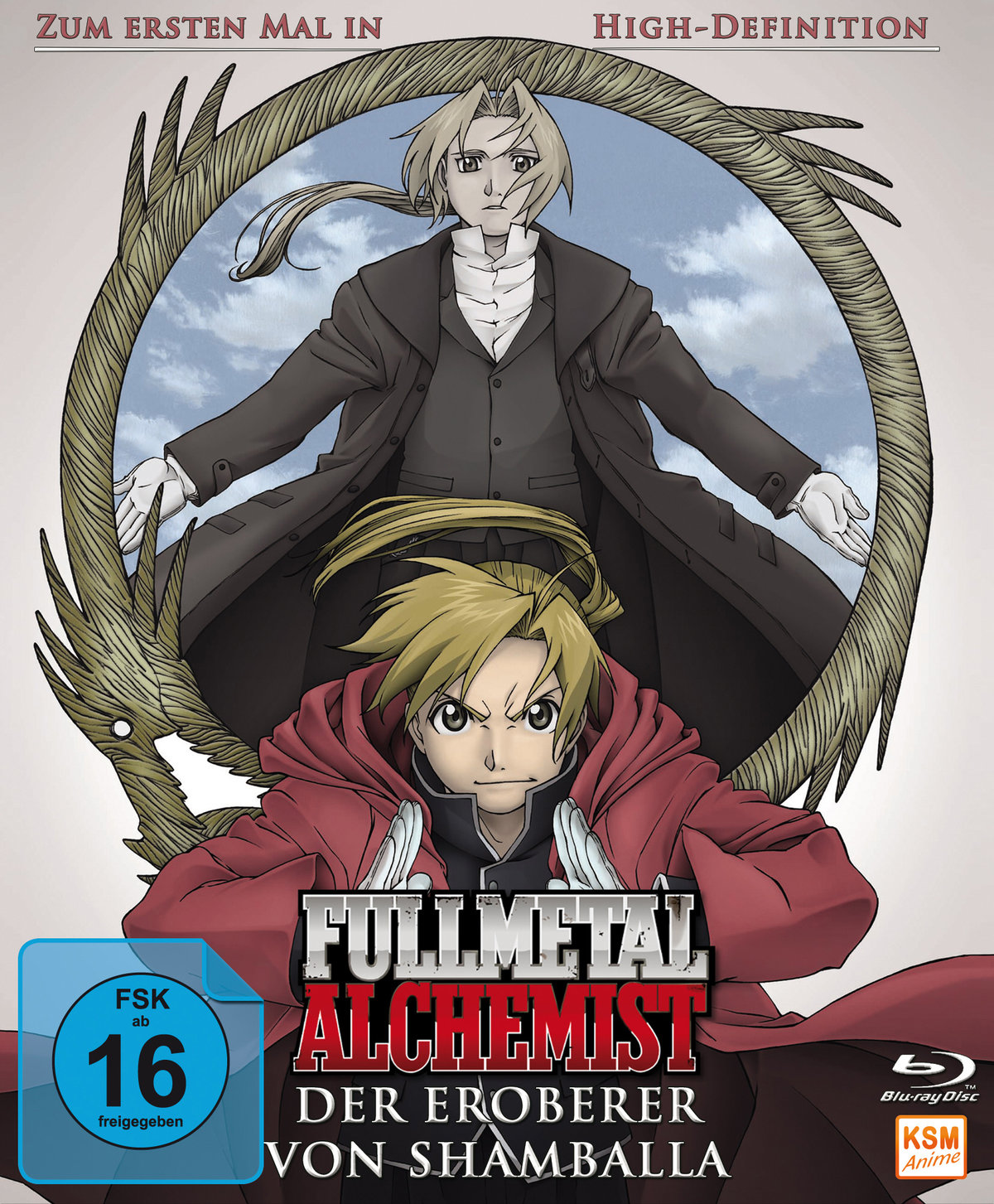 Fullmetal Alchemist DVD-Cover mit zwei Charakteren. Der Hintergrund hat ein kreisförmiges Design.