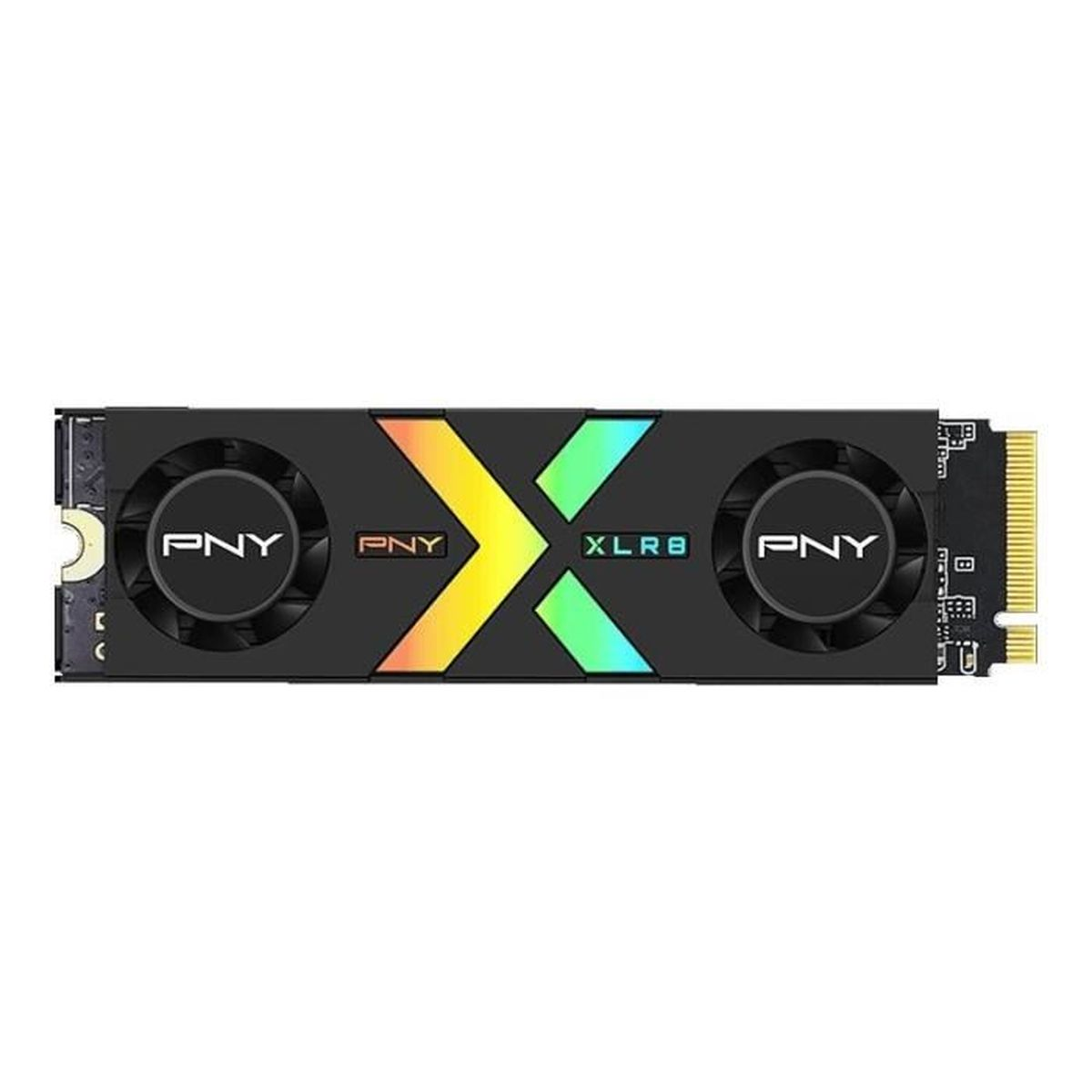 Un componente per computer nero e argento con il marchio PNY e XLR8.