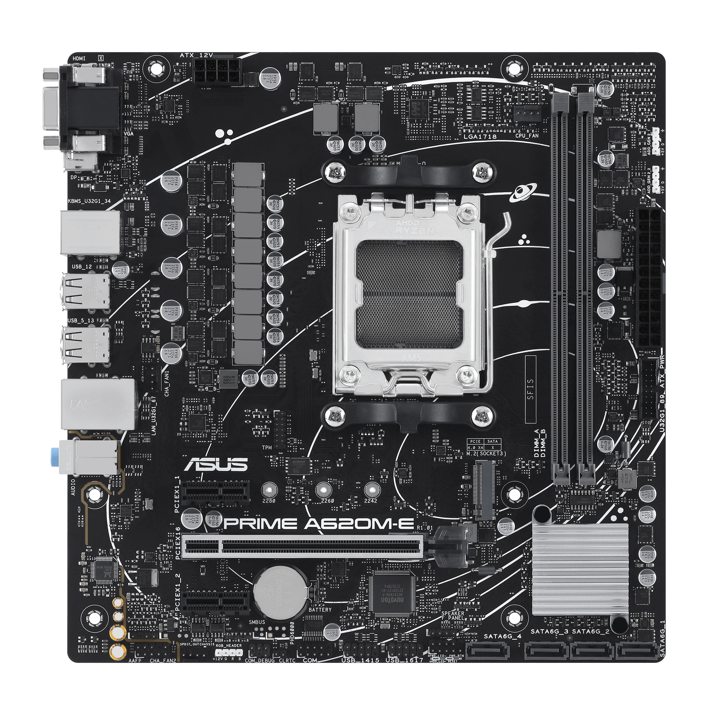 ASUS Prime A620M-E CSM 6400MHz (OC) DDR5 Soket AM5 M.2 HDMI DP VGA AMD A620 DDR5 Micro ATX Anakart