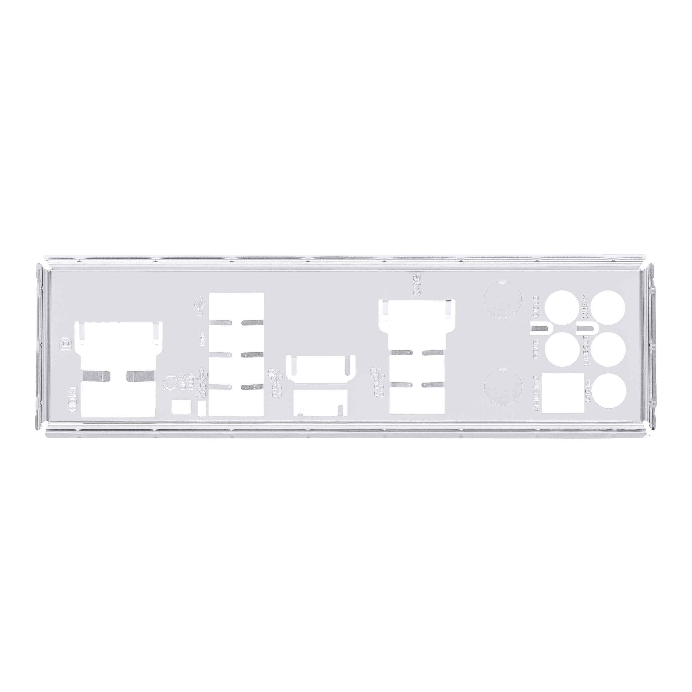 Tylny panel płyty głównej z różnymi portami i złączami, rozmieszczonymi poziomo.