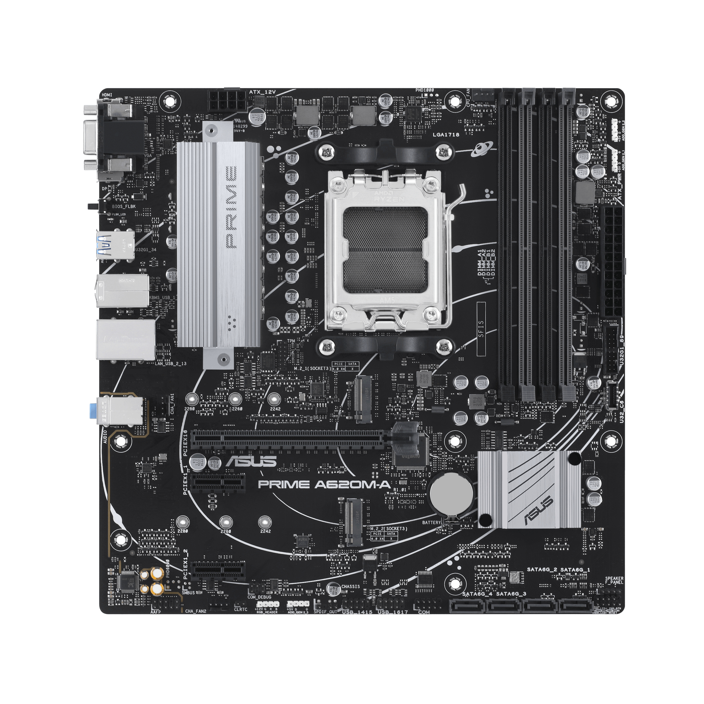 ASUS Prime A620M-A-CSM PCIe 4.0 DDR5 M.2 LAN DisplayPort HDMI USB 3.2 Gen RGB AMD A620 DDR5 micro ATX Anakart