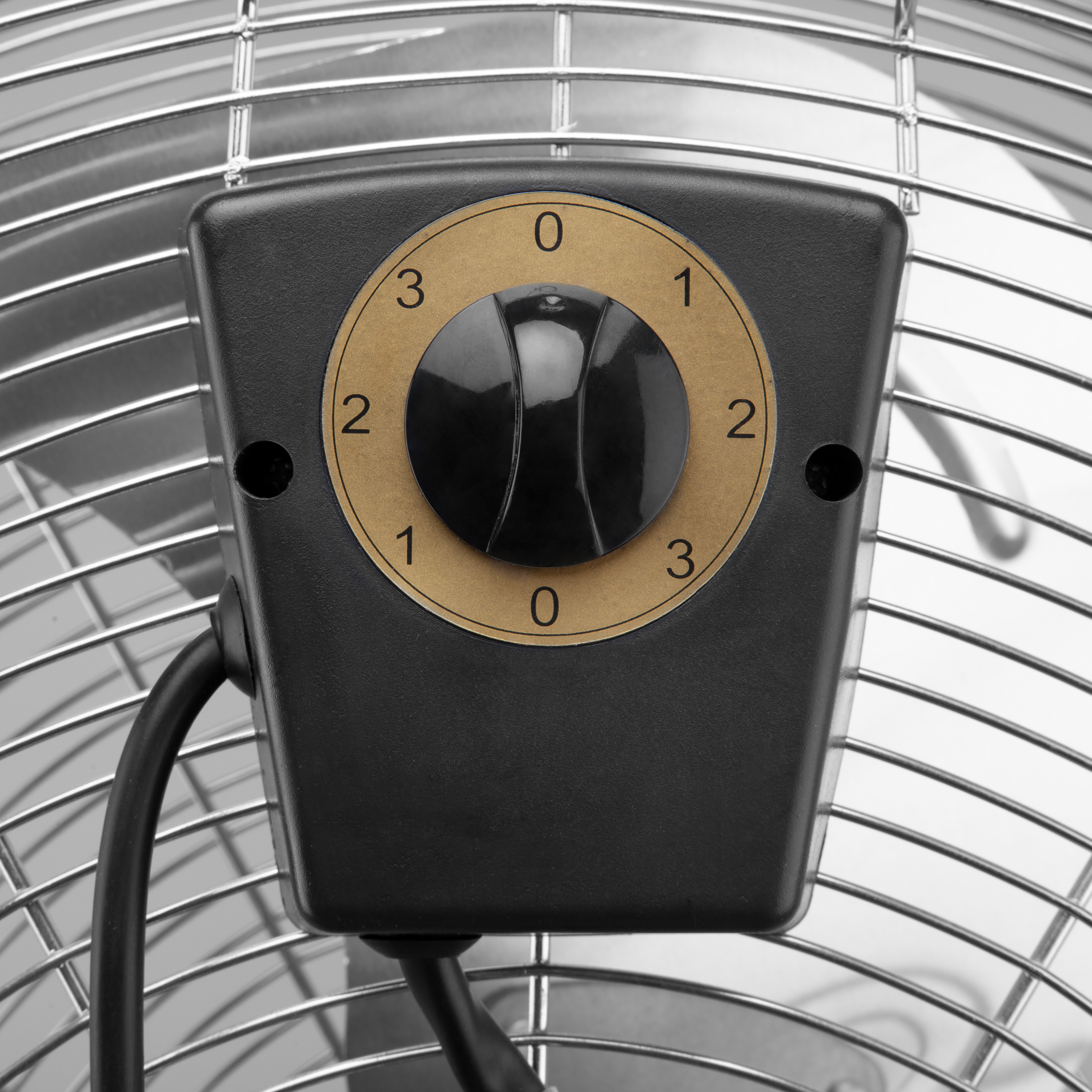 Dial de control de velocidad de ventilador negro con números 0-3.