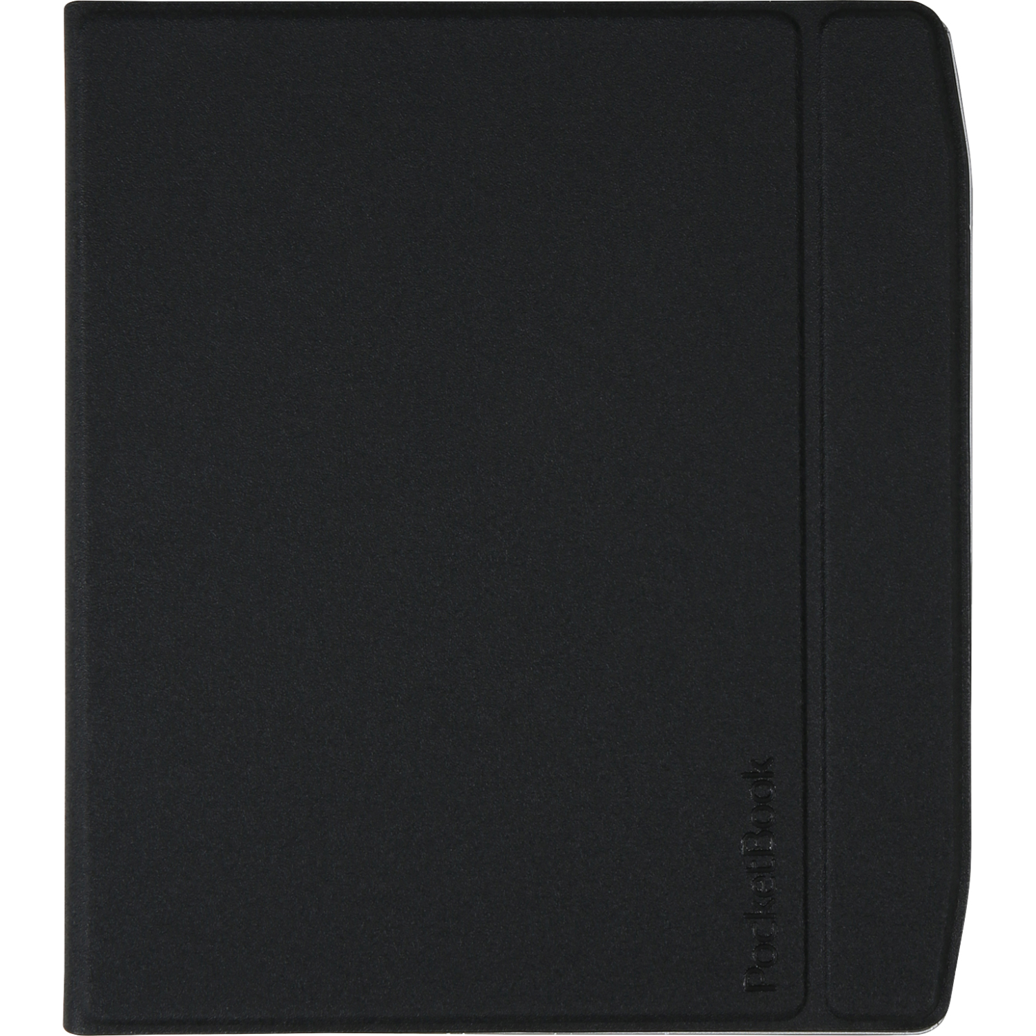 Funda negra para lector de libros electrónicos. La funda está cerrada.