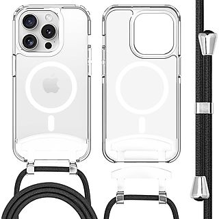 IMOSHION MagSafe Backcover met afneembaar koord Telefoonhoesje voor Apple iPhone 15 Pro Transparant