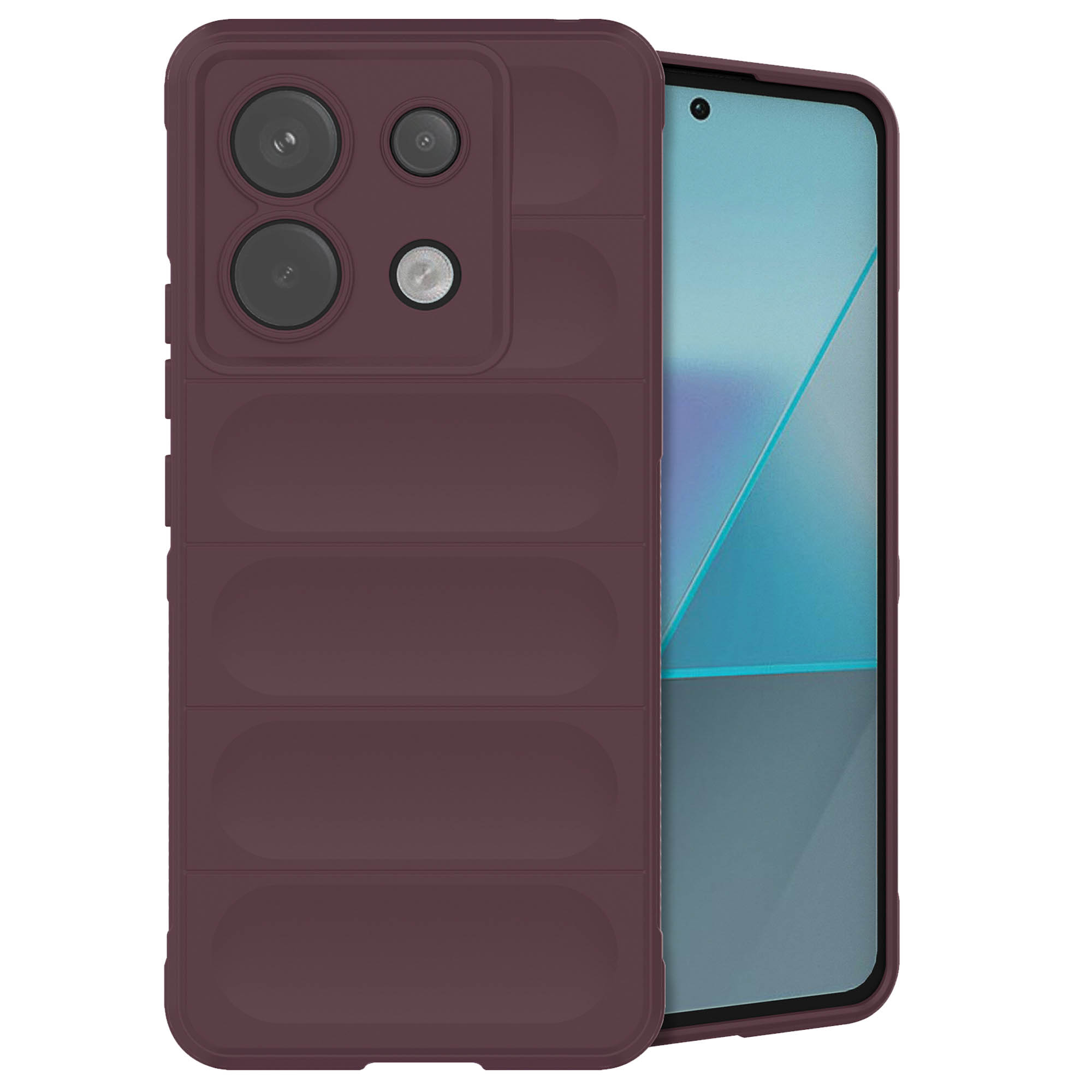 Coque de téléphone avec un design marron. Téléphone avec écran noir visible.