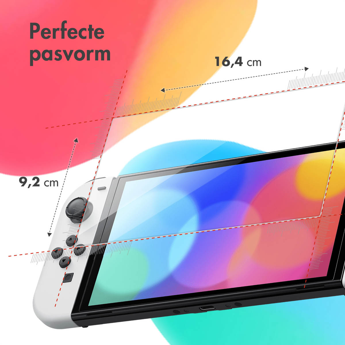 Viene mostrato un dispositivo portatile bianco con misure di 9,2 cm e 16,4 cm.