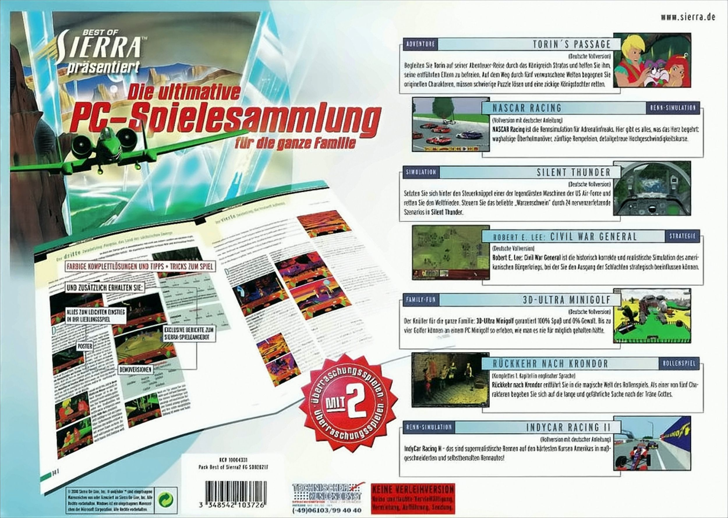 Zeitschriftenausgabe mit Text und Bildern. Titel: "Die ultimative PC-Spieleammlung für die ganze Familie".