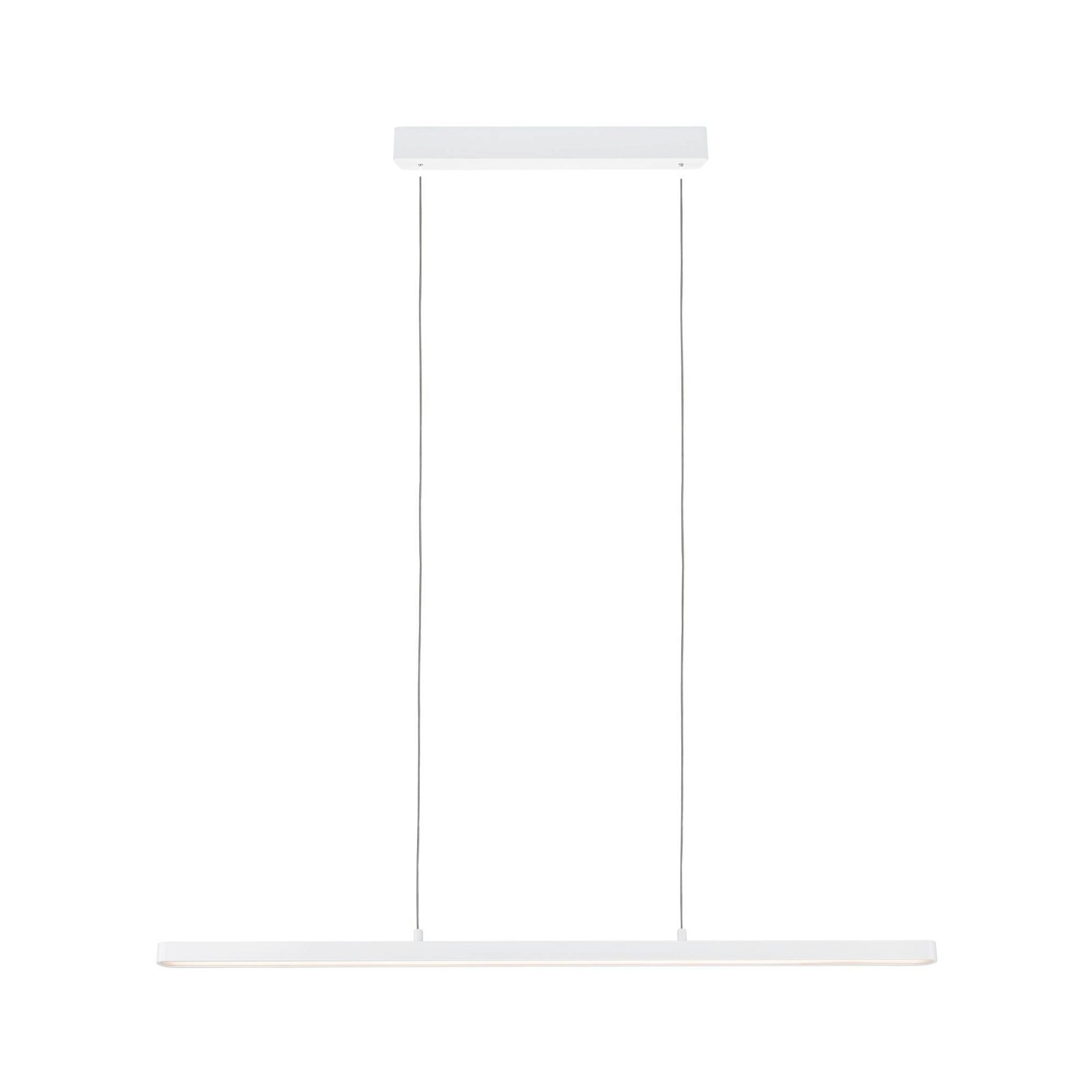 Biała, minimalistyczna lampa wisząca.