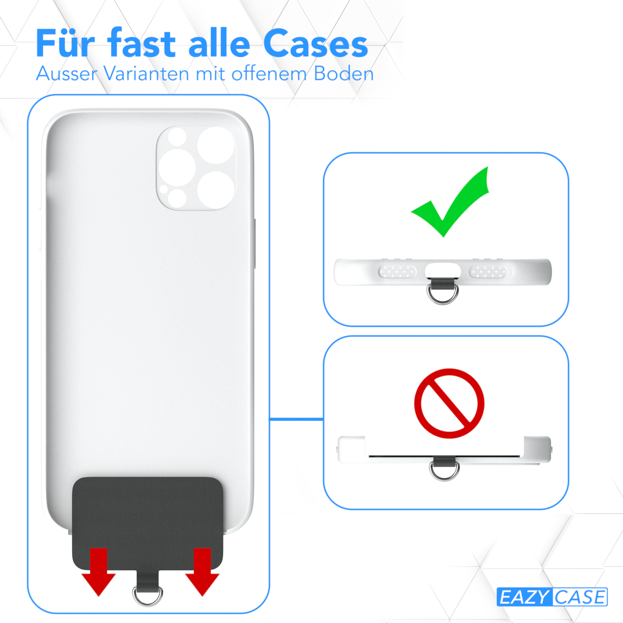 Eine Handyhülle mit abnehmbarem Ringständer. Zeigt, wie man den Ständer anbringt und abnimmt.