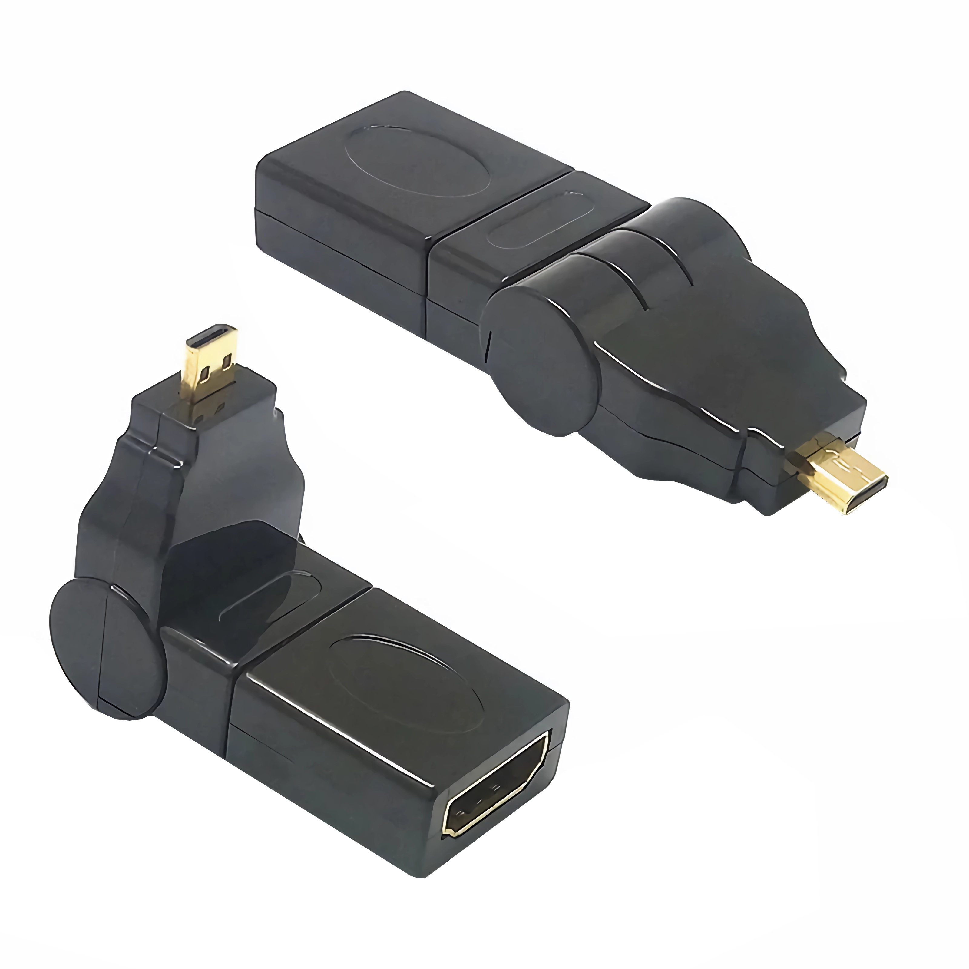 Zwei schwarze HDMI-Adapter. Einer abgewinkelt, einer gerade. Beide sind an Anschlüssen angeschlossen.