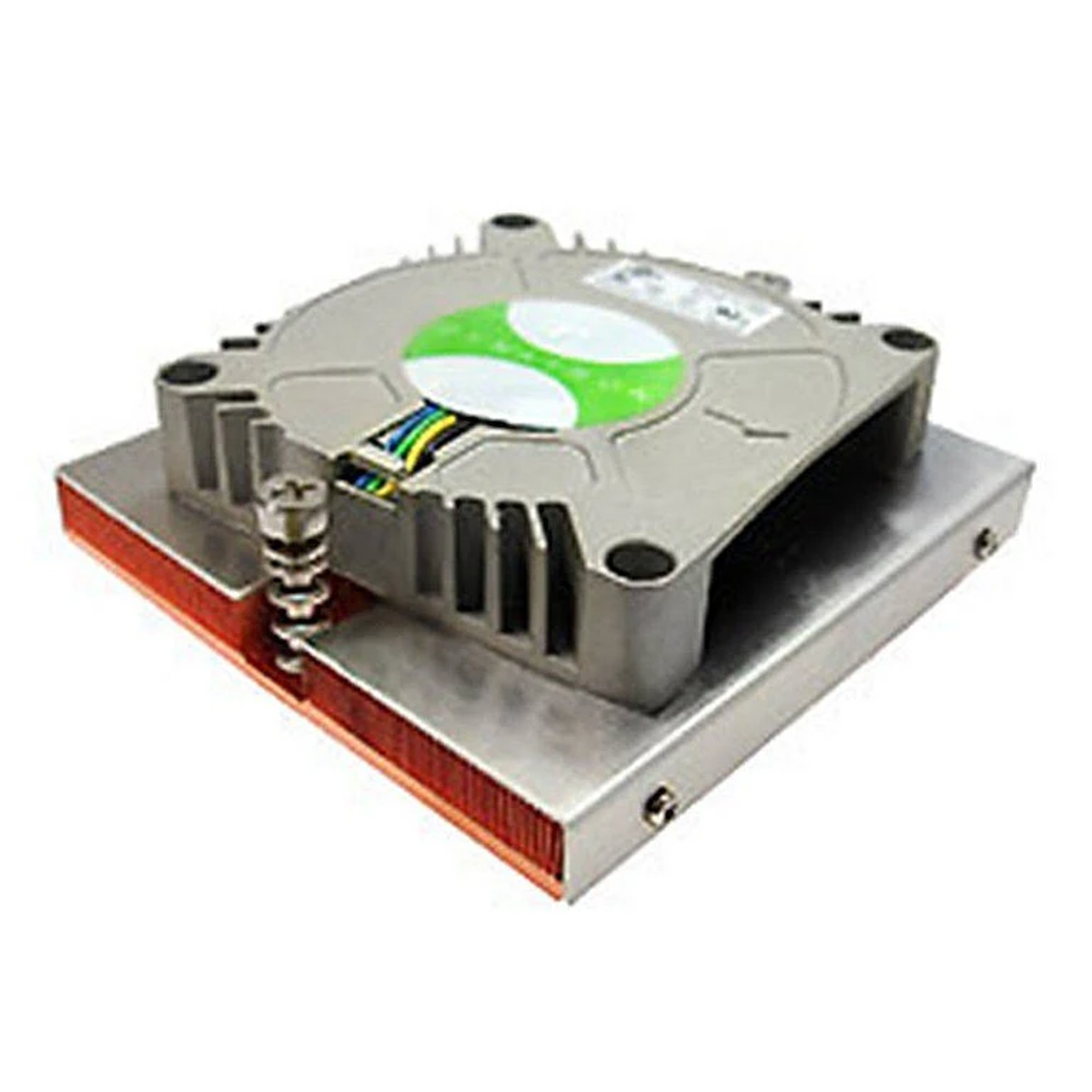 Enfriador de CPU de computadora con ventilador, disipador de calor y base de cobre.
