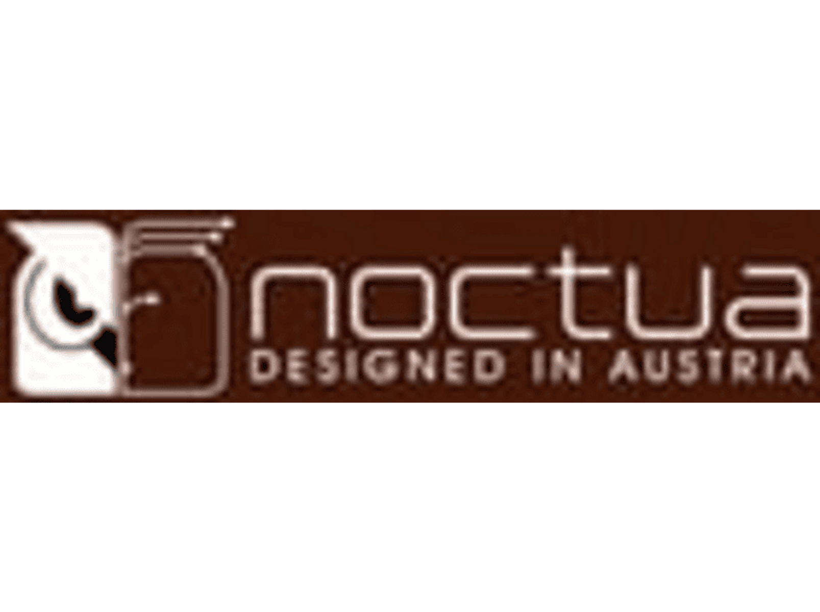Un logo Noctua marrone e bianco con il testo 'DESIGNED IN AUSTRIA'.