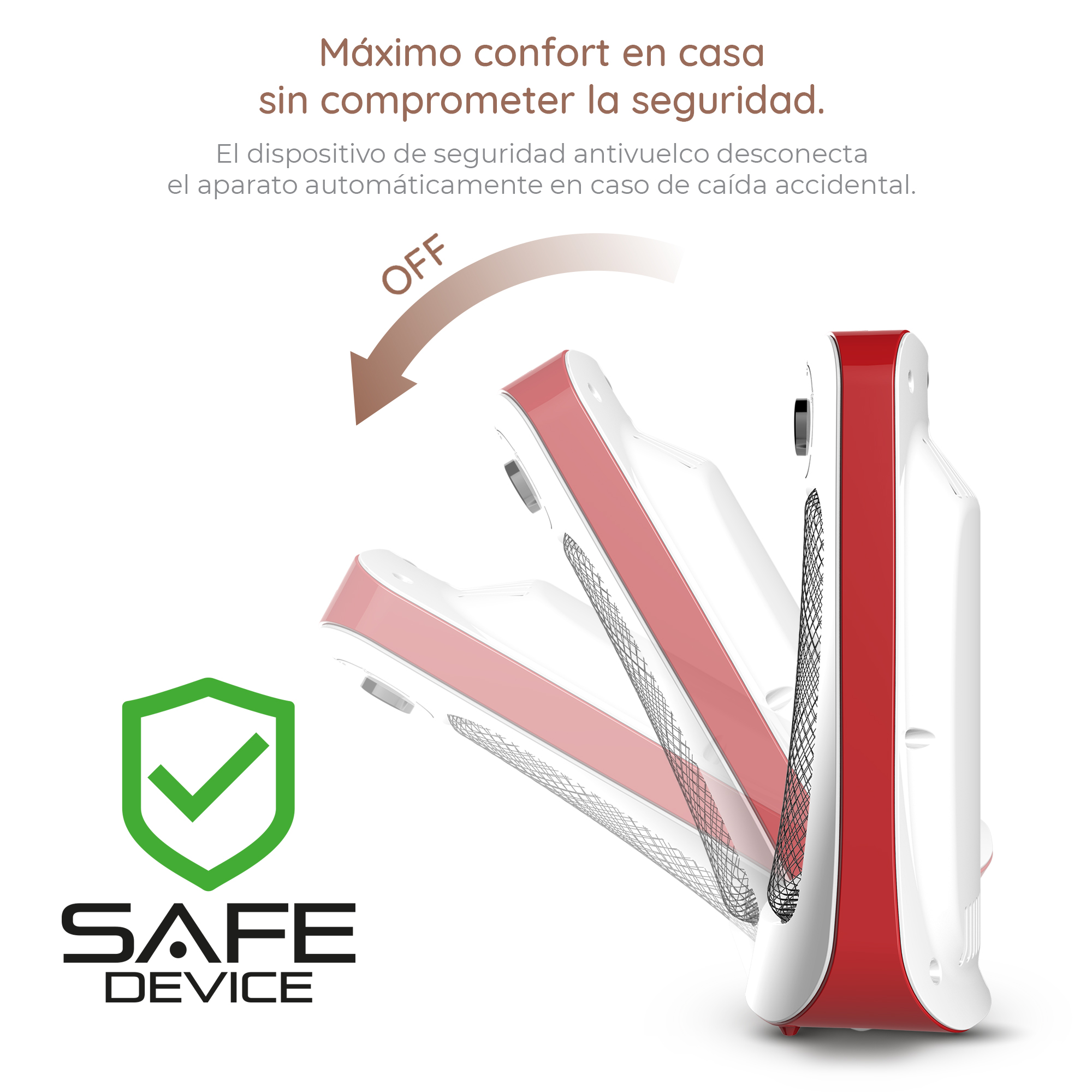 Calefactor portátil - GRUNKEL CAL-3CUARTZ, 800 W, 2 niveles de calor, White