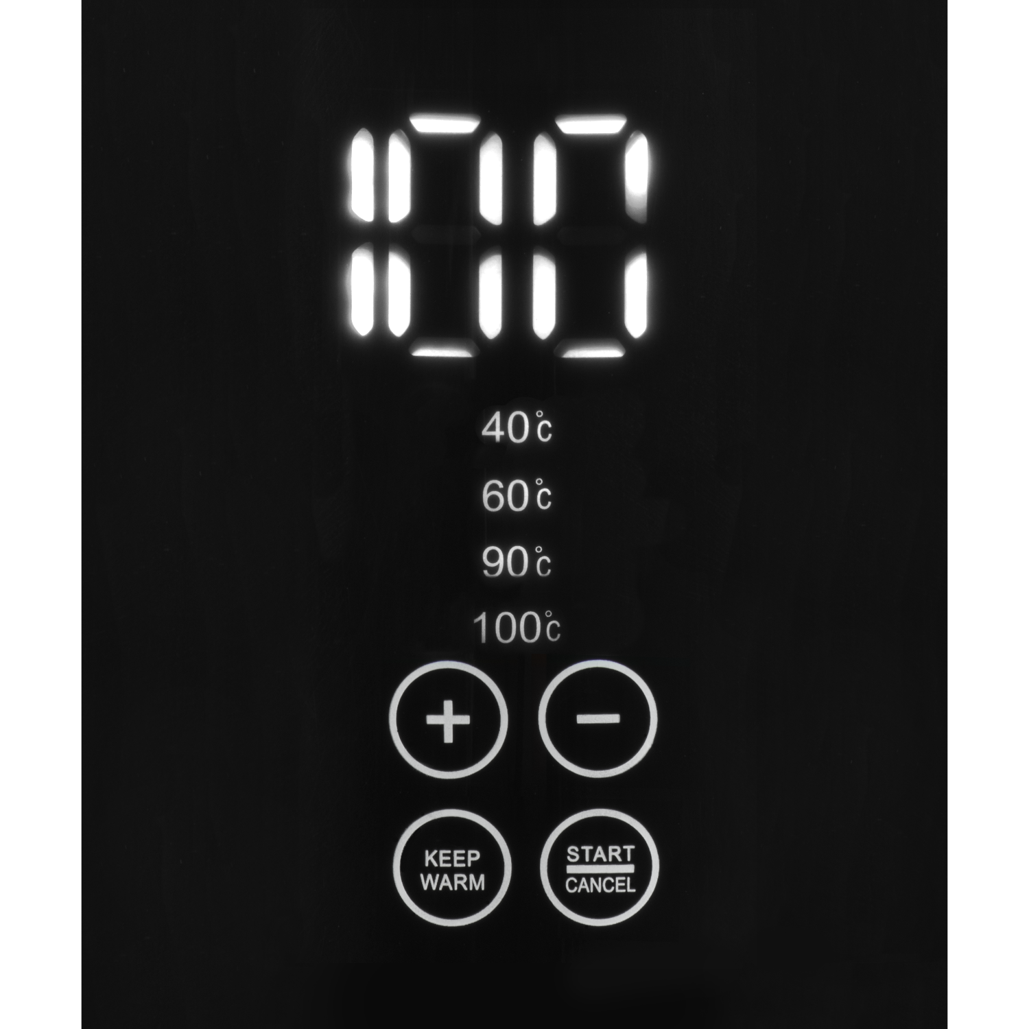 Black digital display with temperature settings and control buttons.