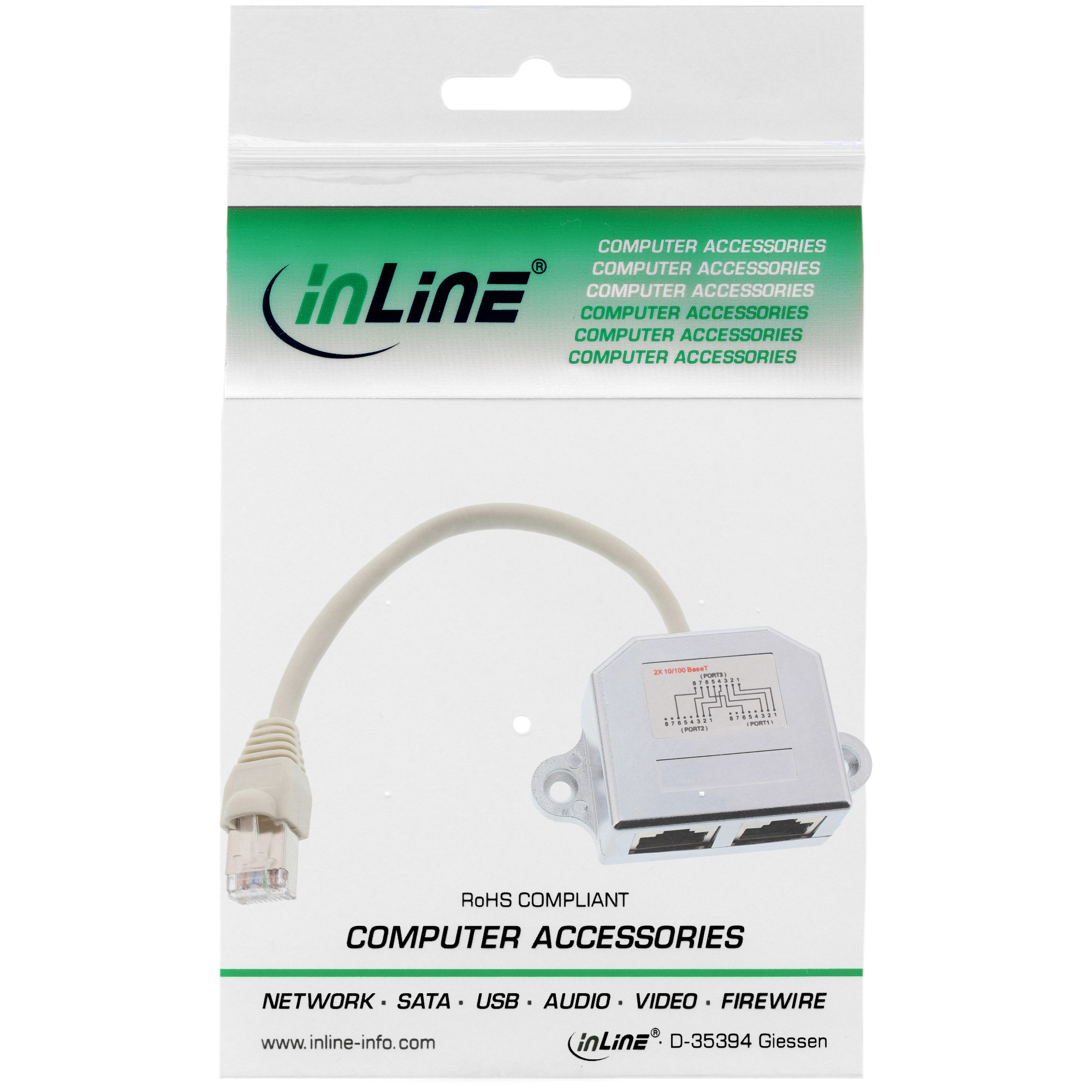 Eine Computerzubehörpackung mit Kabel und Anschlüssen.