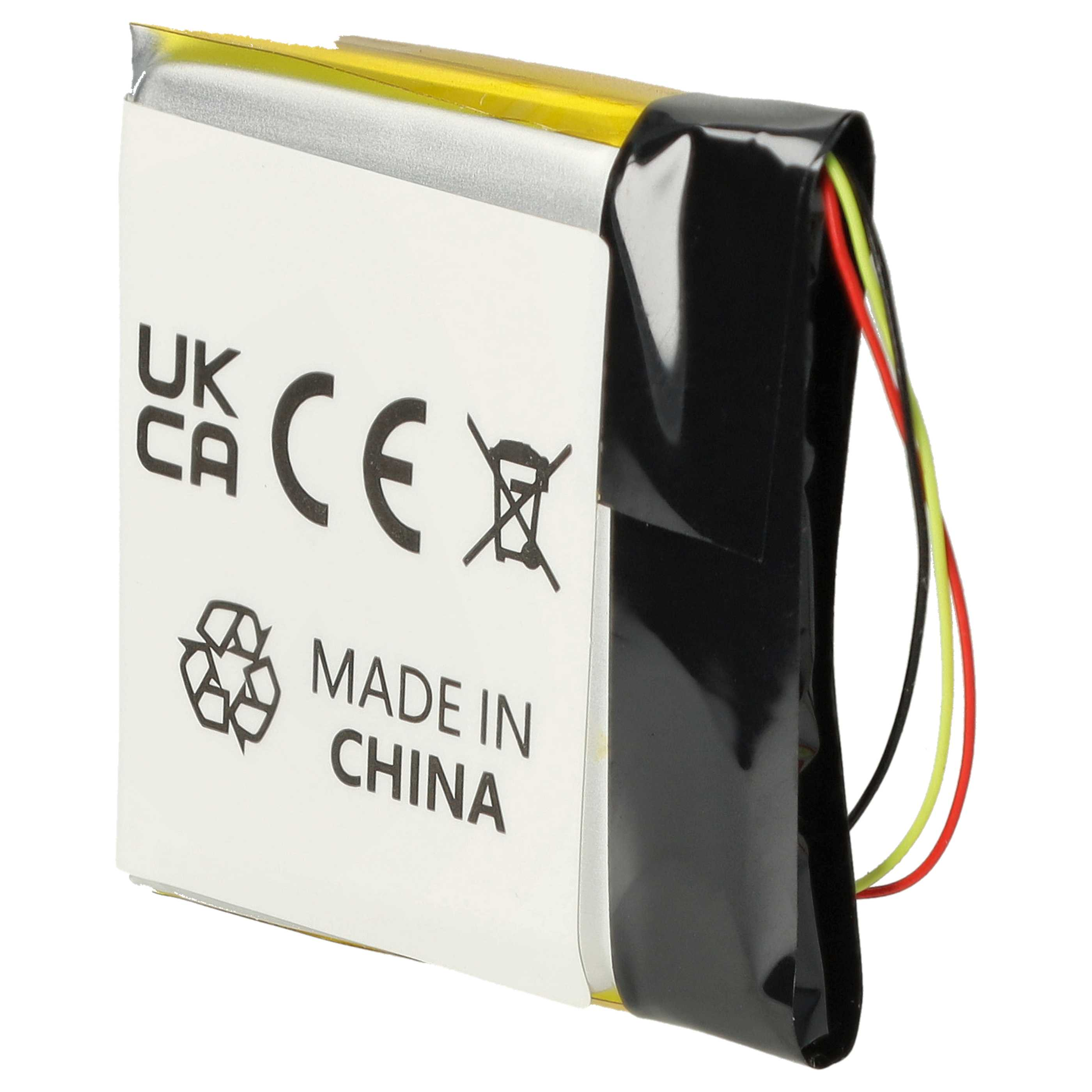 Eine weiße Batterie mit schwarzem Klebeband und Drähten, beschriftet mit 'MADE IN CHINA' und einem 'CE'-Symbol.