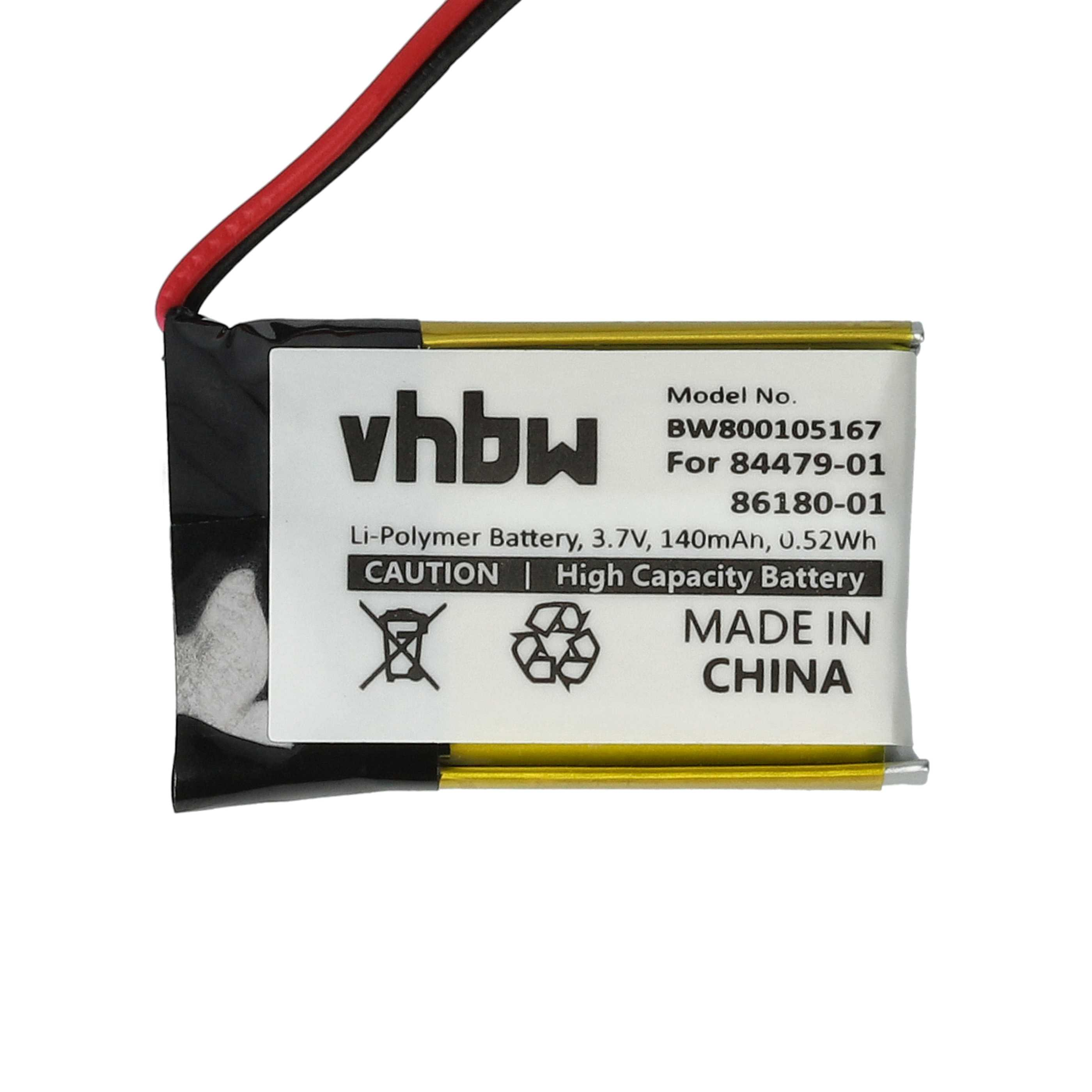 Ein kleiner rechteckiger Akku mit einem Aufkleber mit der Aufschrift 'MADE IN CHINA'.