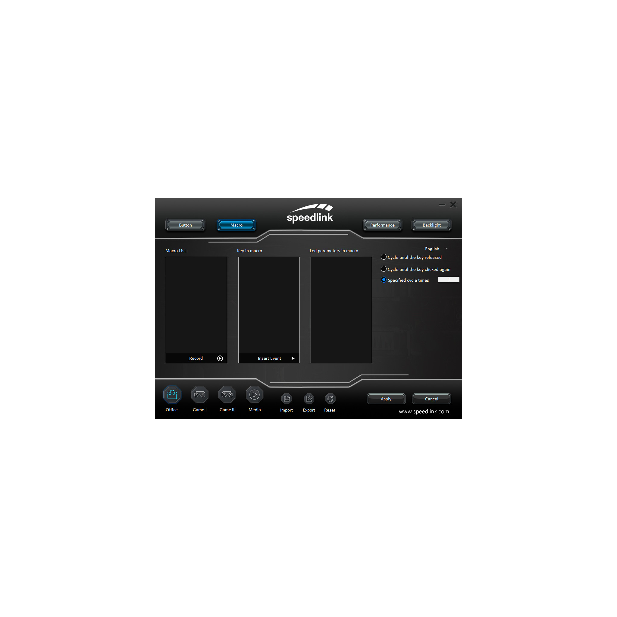 Ein Computerbildschirm mit einer Makro-Programmierschnittstelle. Menüoptionen sind sichtbar.