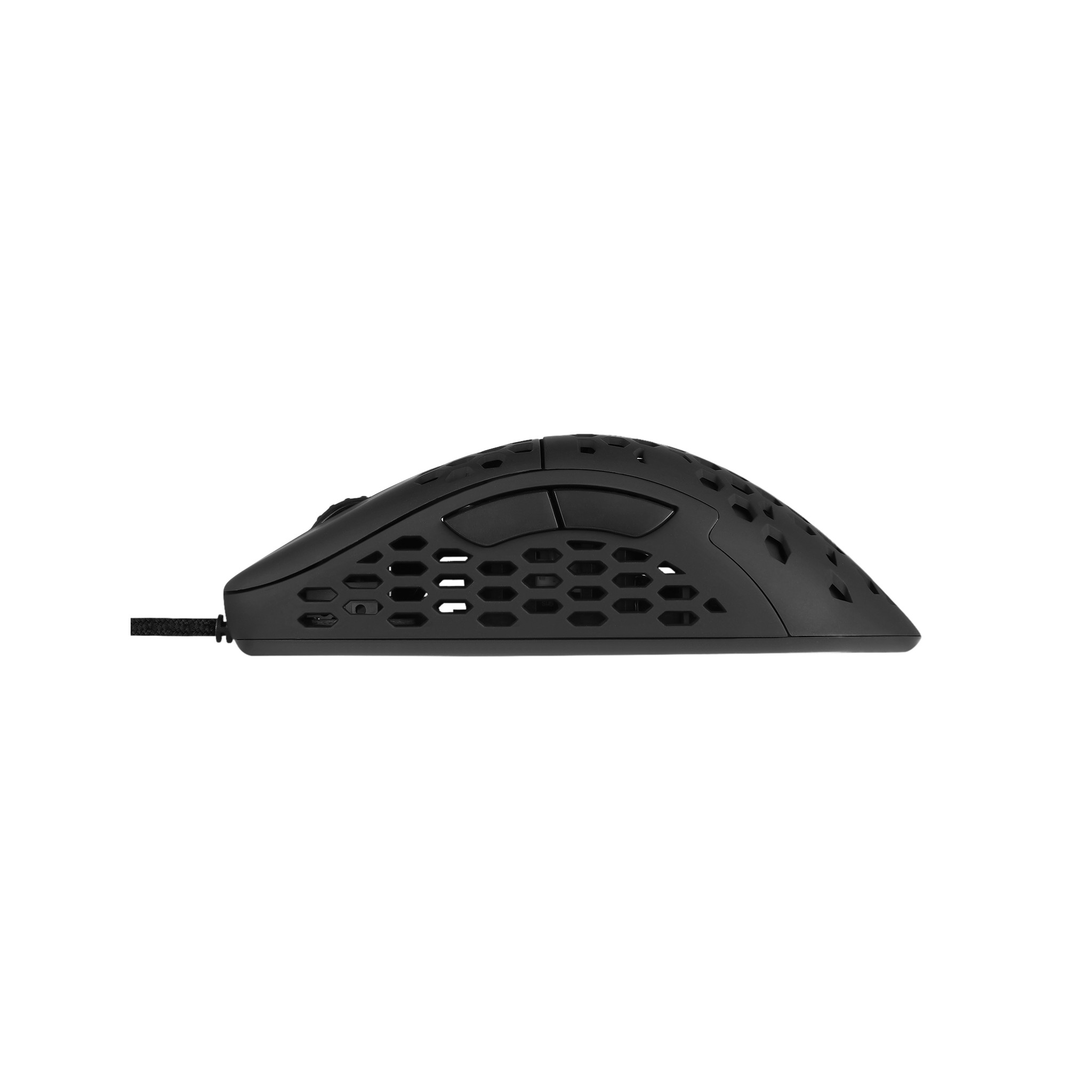 Schwarze Gaming-Maus mit Wabenmuster.
