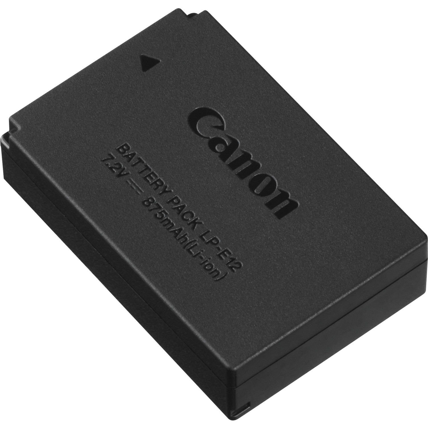 Batería negra para cámara Canon con el logotipo y especificaciones impresas.