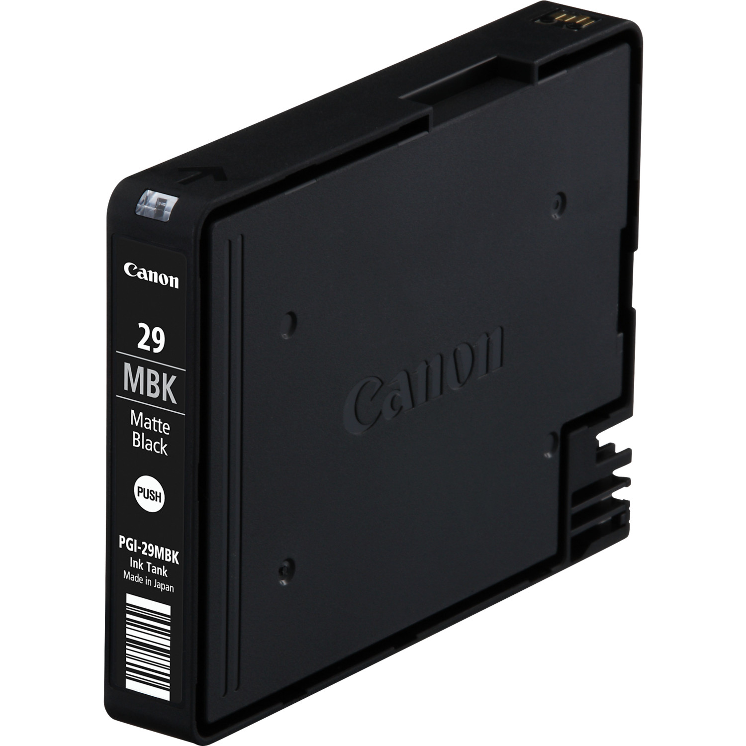 Cartucho de tinta Canon negro, etiquetado con '29 MBK Matte Black'. El cartucho es nuevo.