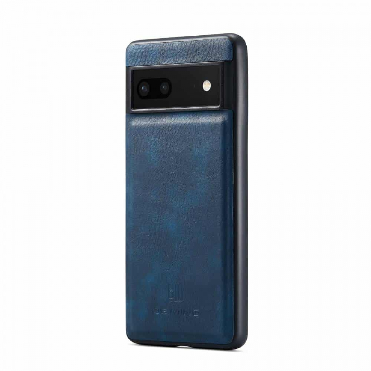 Eine blaue Handyhülle für ein Google Pixel. Schwarze Kameraleiste oben.
