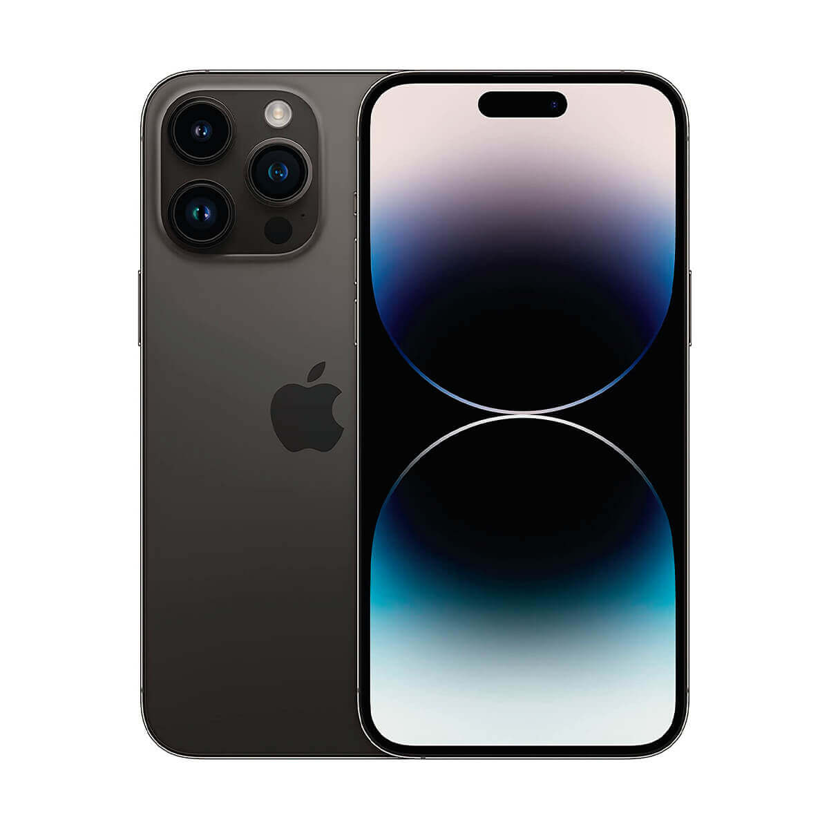 Czarny iPhone z trzema aparatami z tyłu i ekranem.