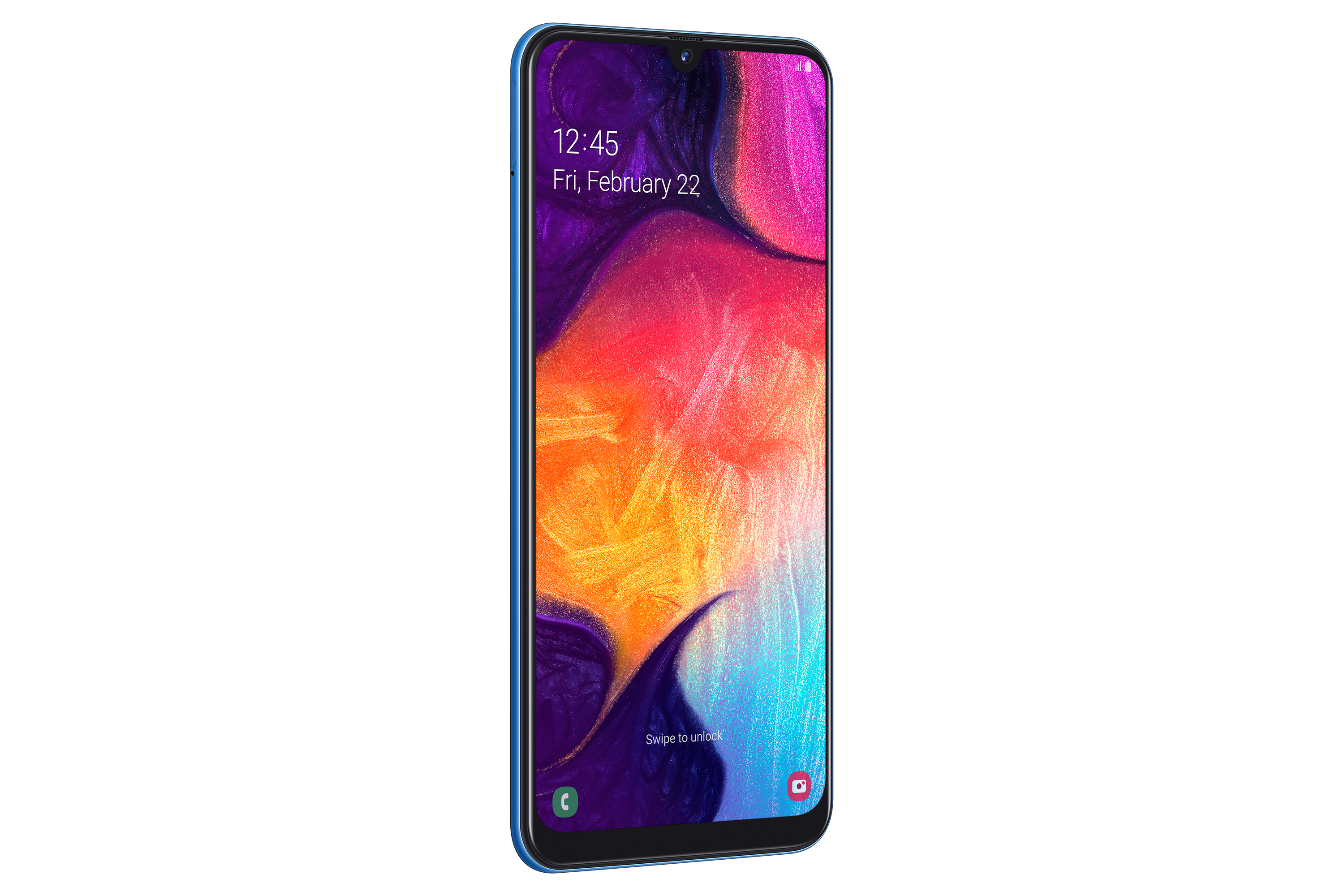 Blauer Telefonbildschirm mit einem bunten abstrakten Bild.