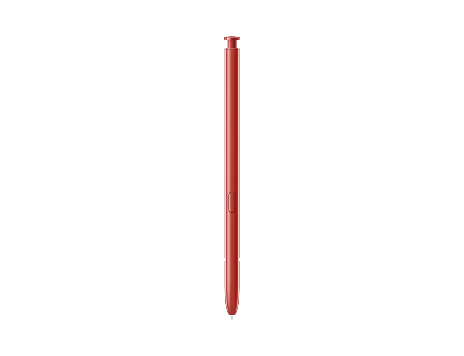 Ein roter Eingabestift, vermutlich für ein Tablet oder Smartphone, vor weißem Hintergrund.