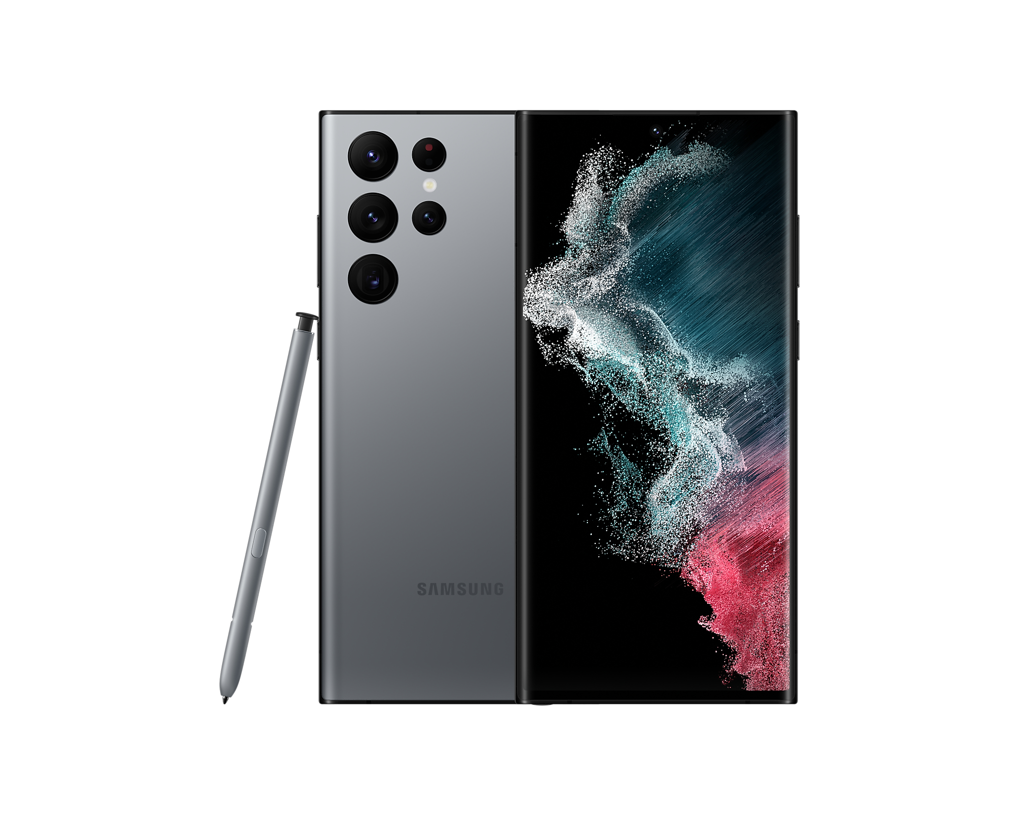 Smartfon z S Pen, prezentujący tył i ekran telefonu.