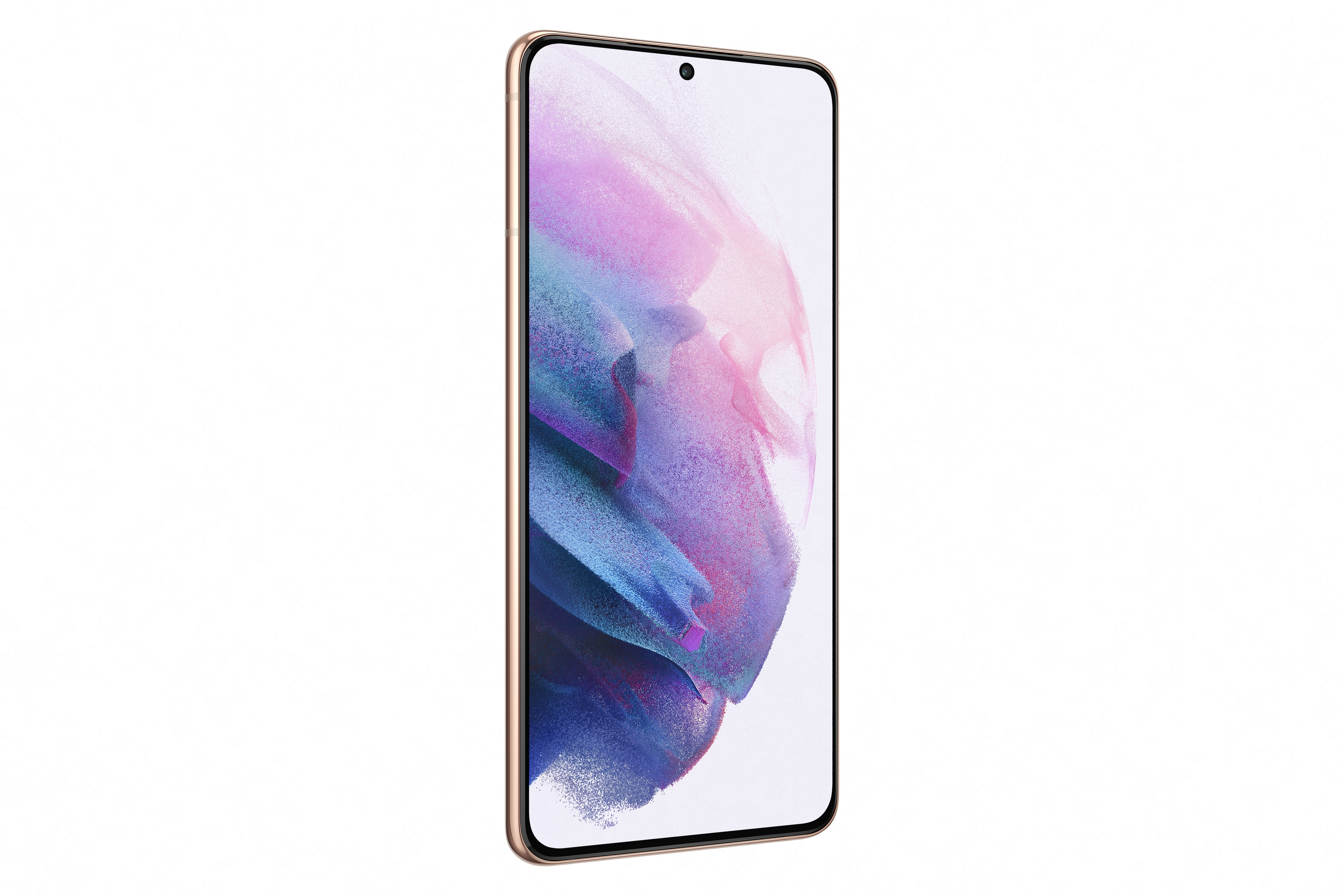 Ein goldenes Telefon mit Display. Es ist leicht nach rechts abgewinkelt.
