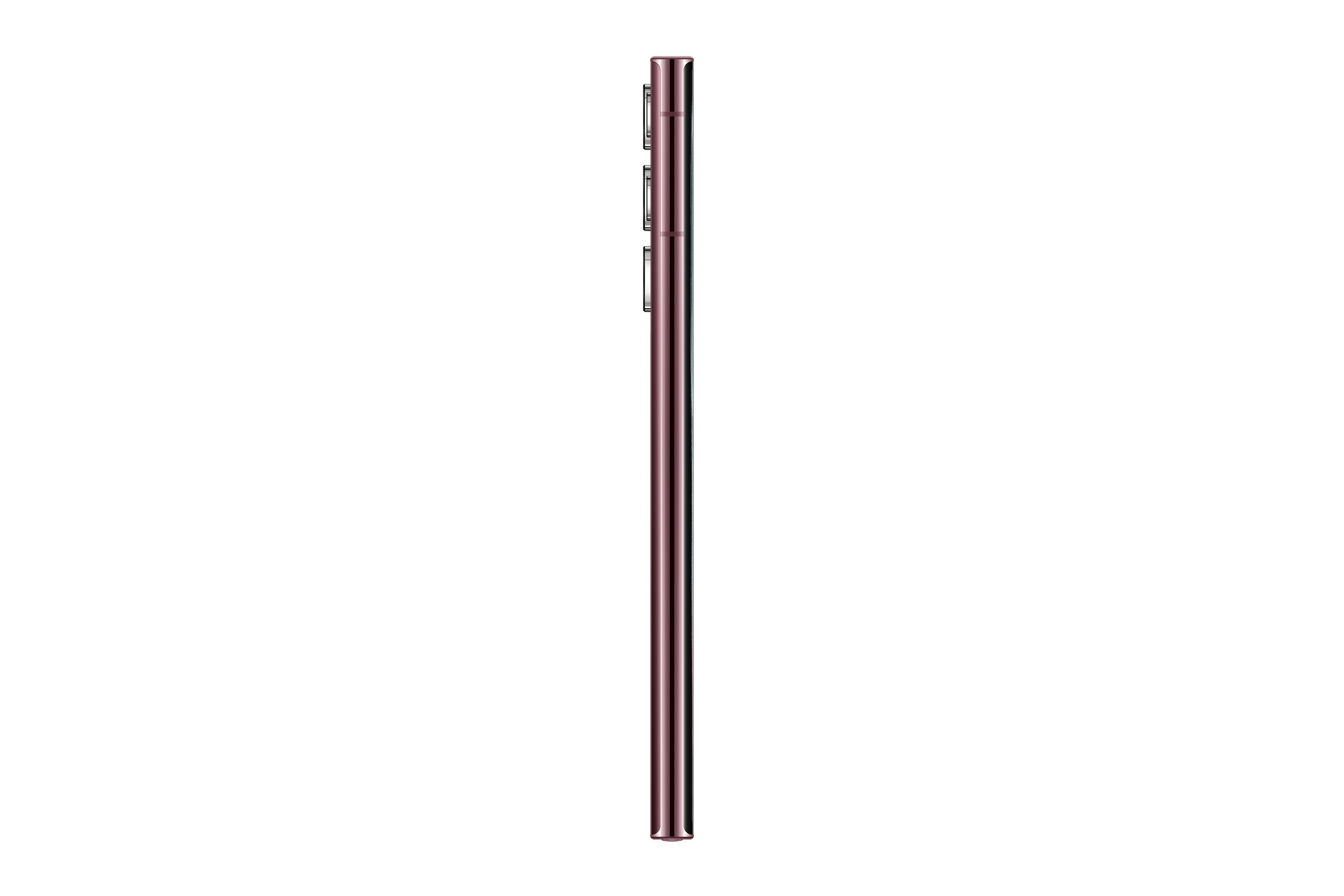 Seitenansicht eines magenta Smartphones. Das Telefon hat eine schlanke, rechteckige Form.