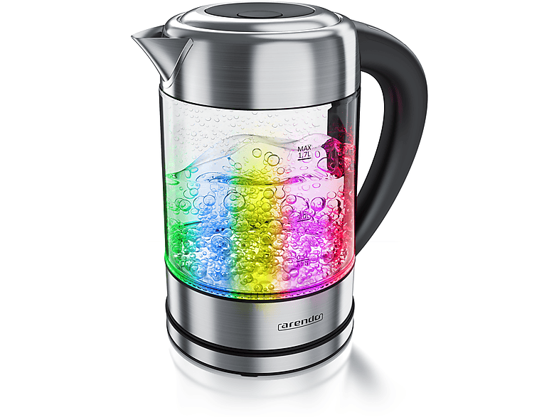 ARENDO 1,7 Liter 2200 Watt Wasserkocher, silber