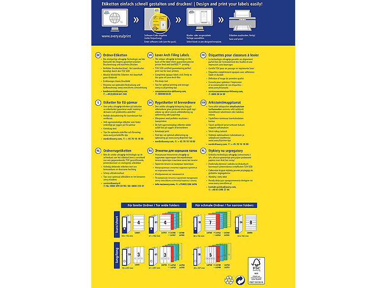 AVERY ZWECKFORM L4760-10 Home Office Ordnerrücken-Etiketten - schmal