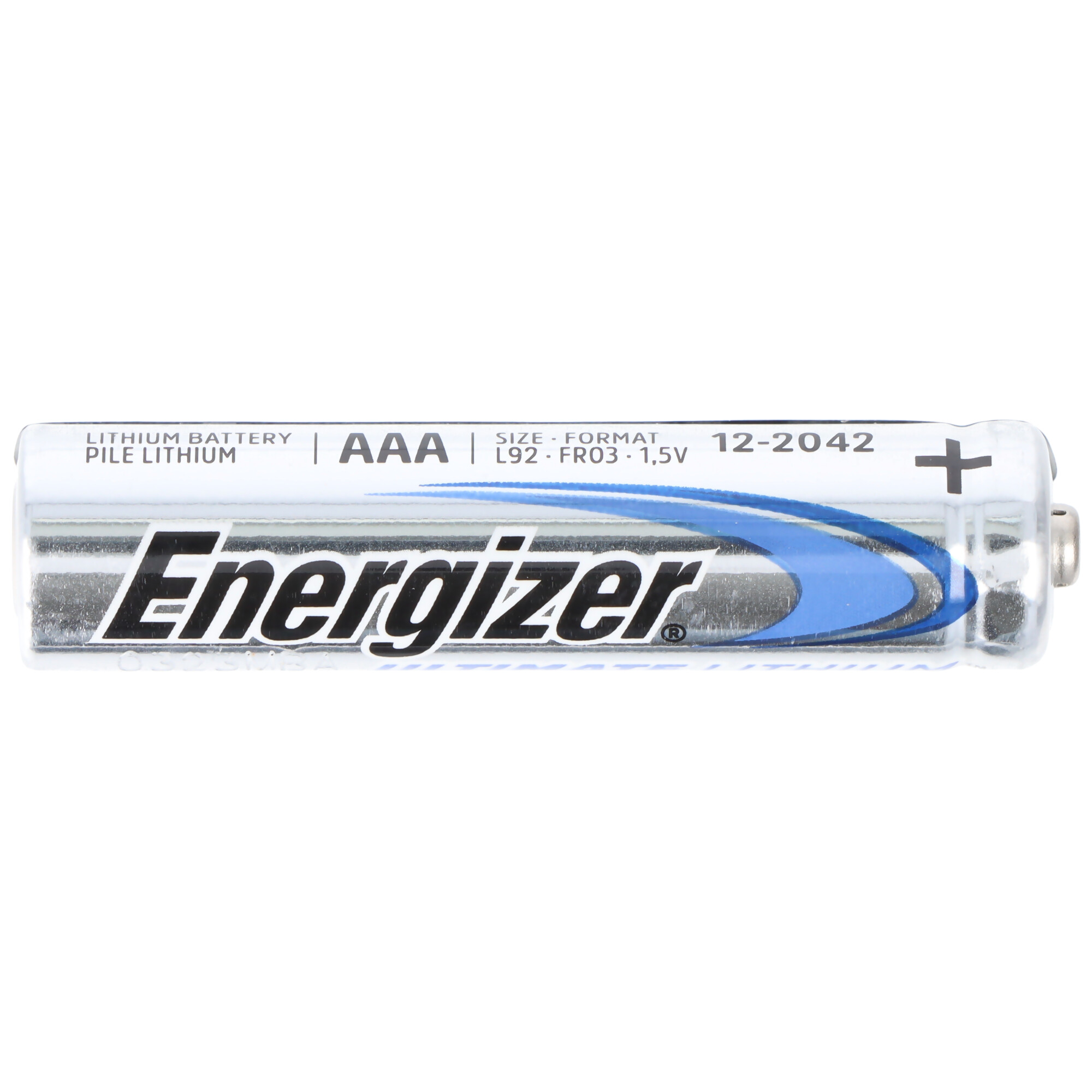 Eine Energizer AAA Batterie. Das Etikett zeigt den Markennamen und Batteriedetails.