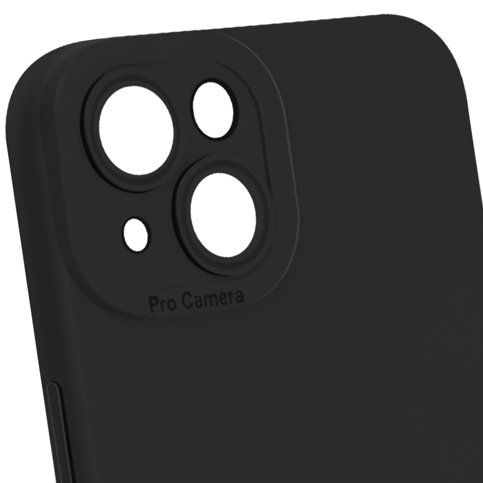 Primo piano di una custodia nera con tre lenti e la scritta "Pro Camera".