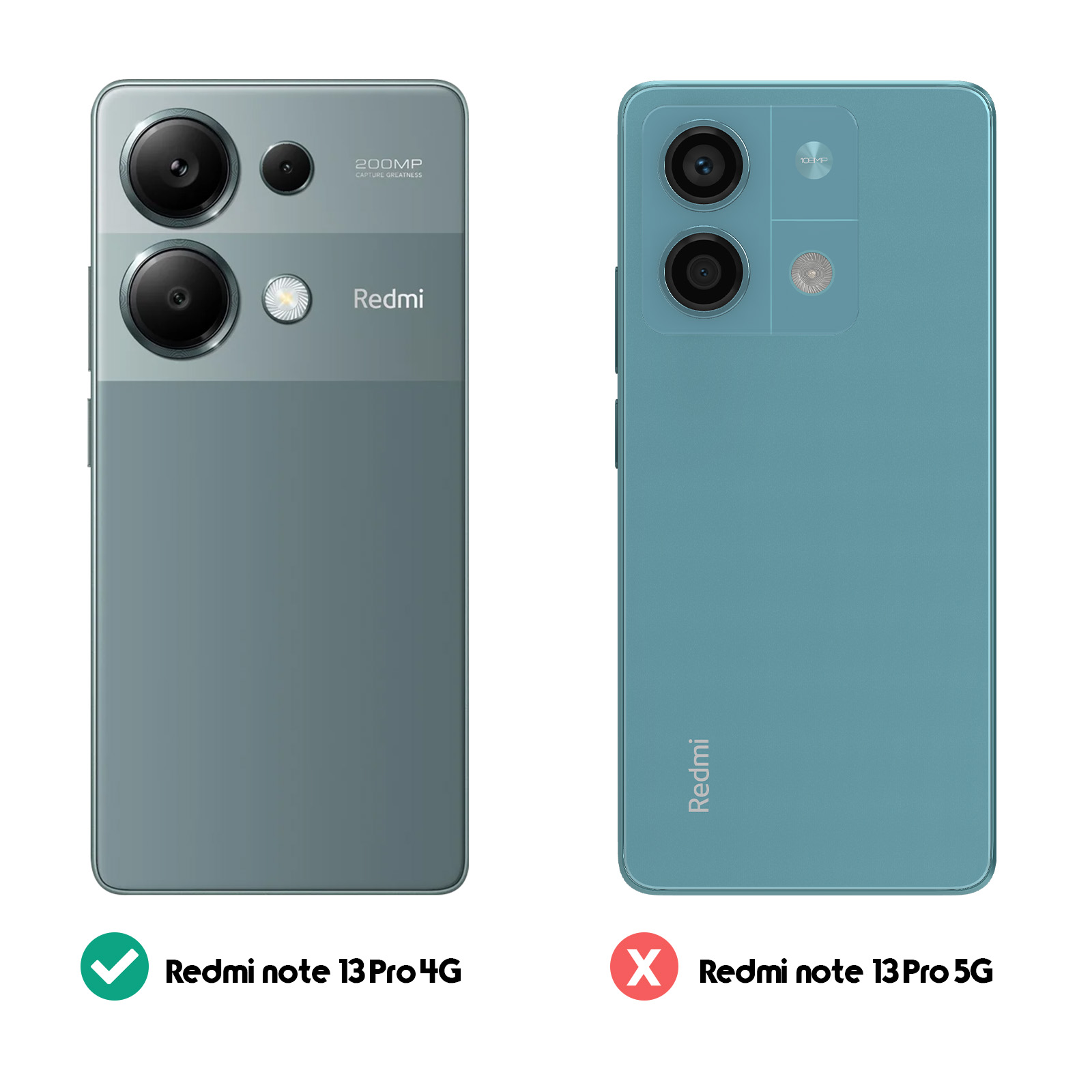 Due telefoni Redmi, uno verde con spunta e l'altro blu con una X.