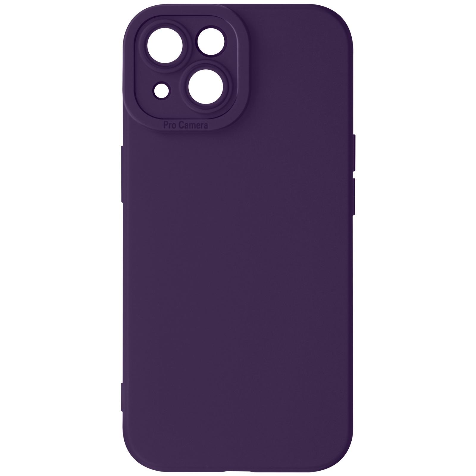 Custodia per telefono viola con un ritaglio per la fotocamera. Ha tre ritagli.