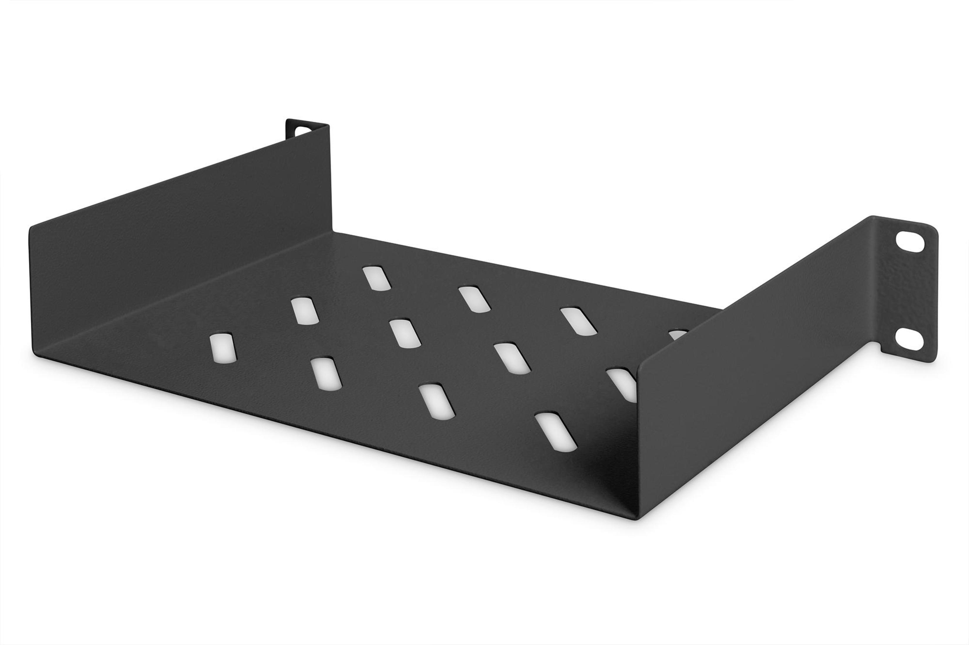 Schwarzes Metall-Rackregal mit geschlitztem Design, auf Weiß.