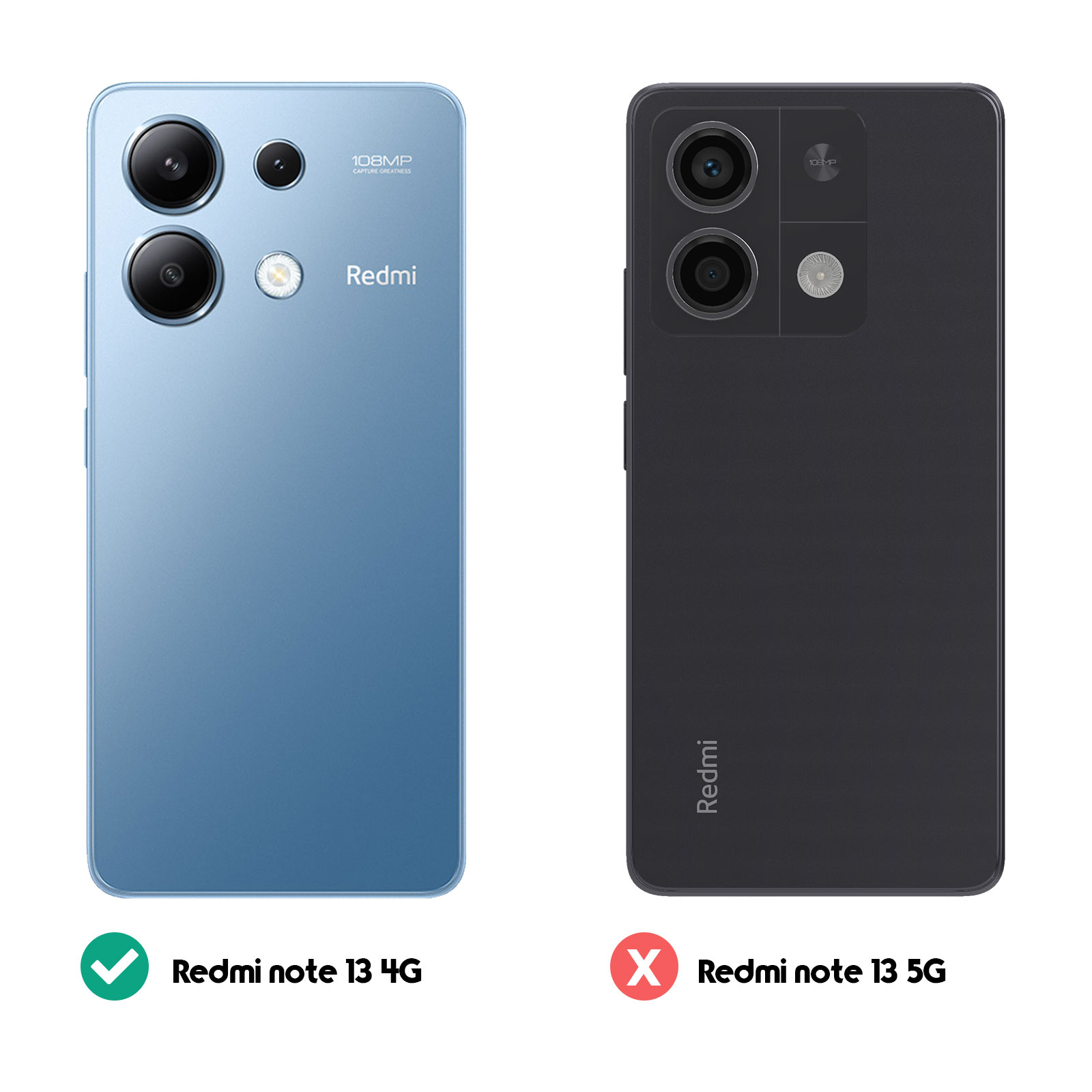 Due telefoni. Uno blu, l'altro nero. Il testo indica che il telefono blu è 4G, il nero è 5G.