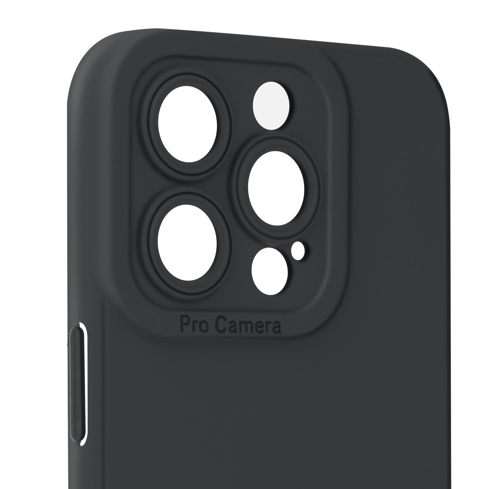 Custodia per telefono nera. La custodia ha aperture per la fotocamera.