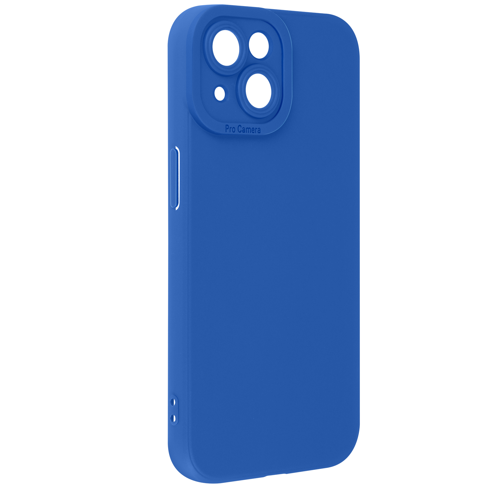 Custodia blu per telefono con ritagli per fotocamera. La custodia è per un telefono.