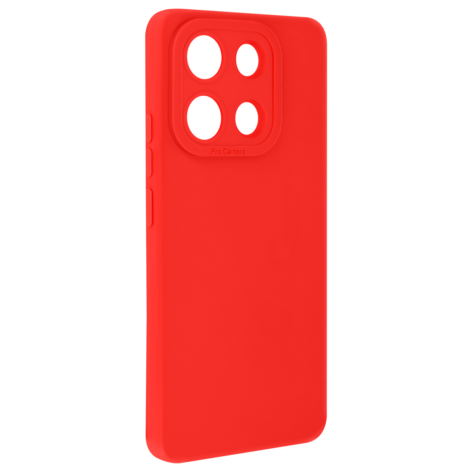 Coque de téléphone rouge avec découpes pour caméra.