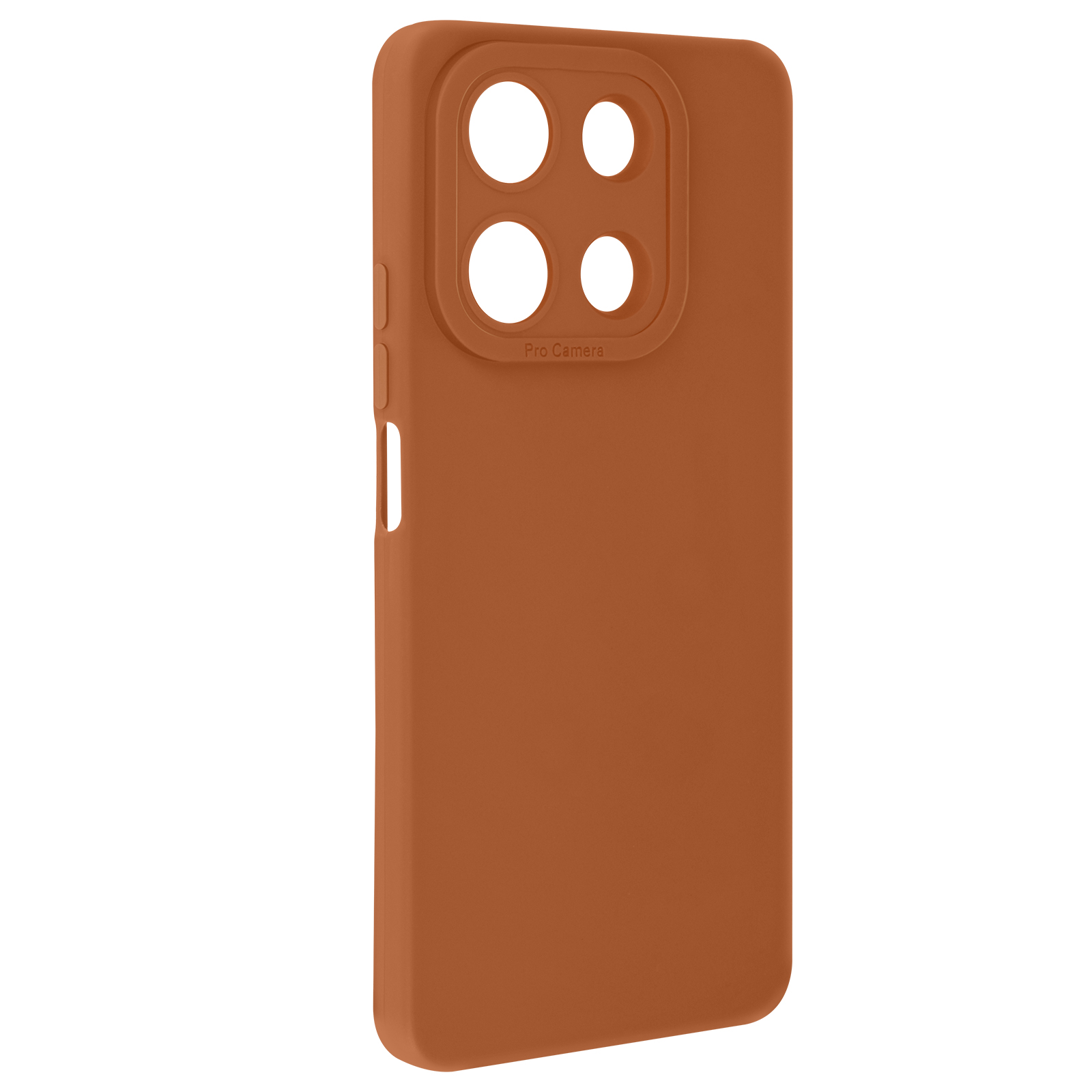 Custodia arancione con fori per fotocamera e etichetta pro camera.
