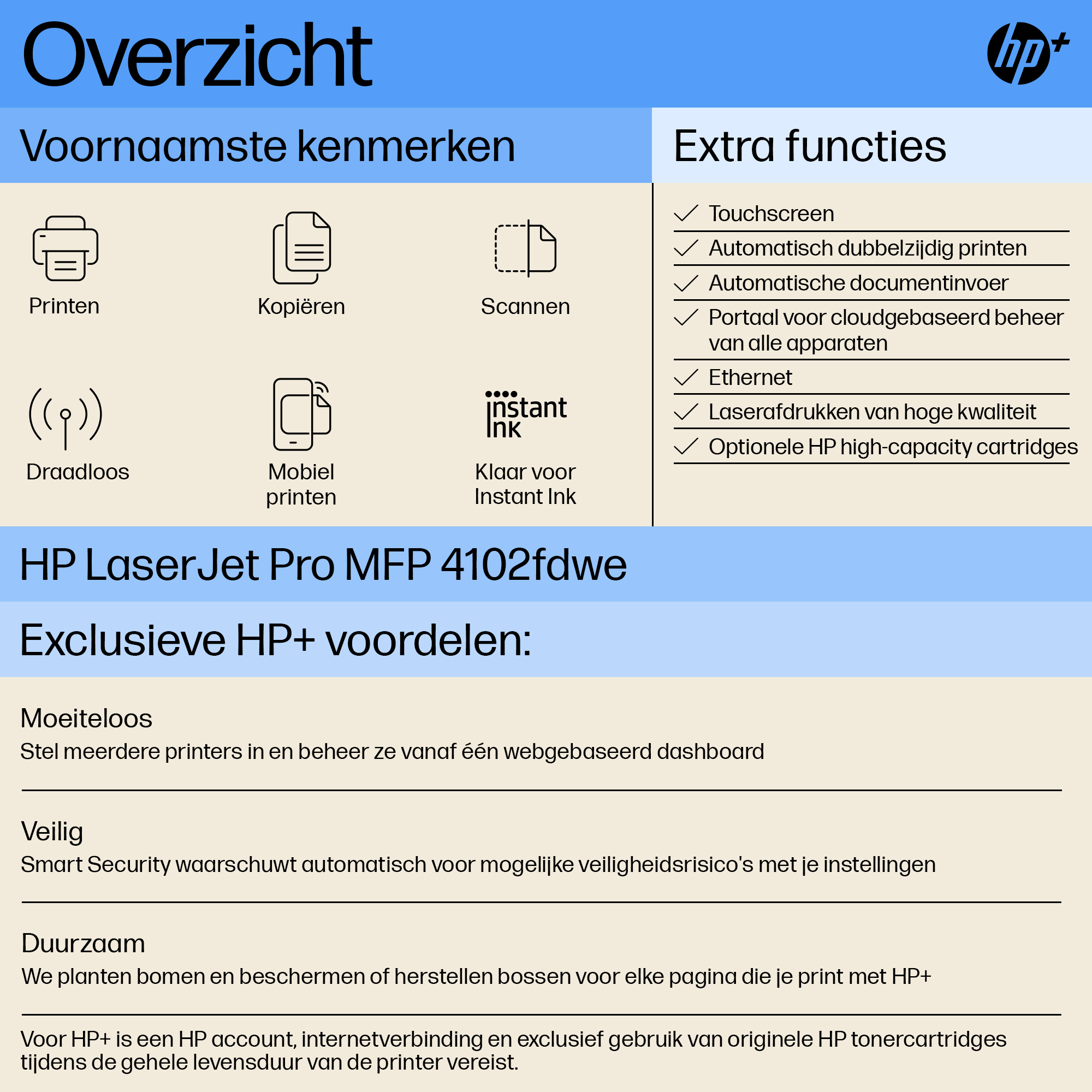 Wydruk z informacjami o drukarce HP Laserjet Pro MFP 4102fdwe.