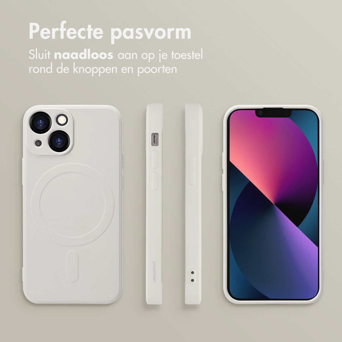 Telefoonhoesjes in verschillende kleuren. Telefoons in hoesjes op een grijze achtergrond.