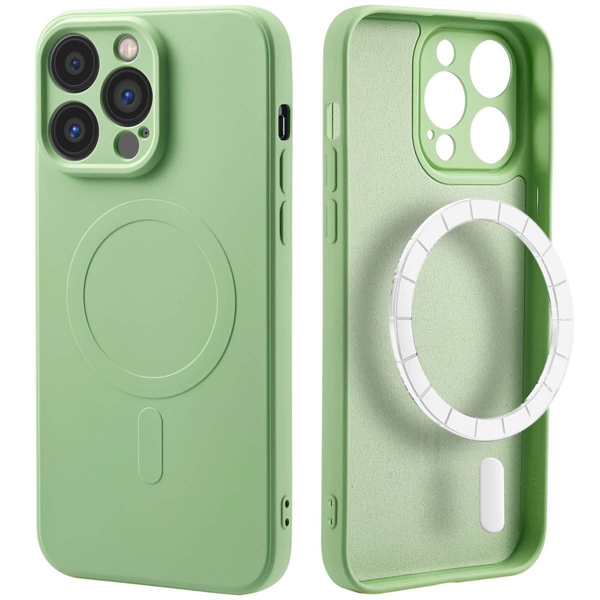 Groene telefoonhoes en telefoon met een witte cirkel. Achtergrond is wit.