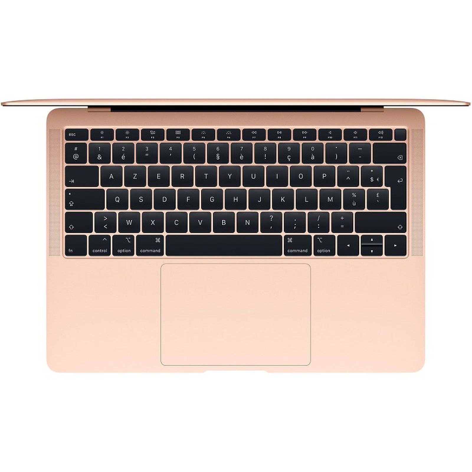 Una vista superior de un teclado de portátil rosa. El fondo es de color rosado.