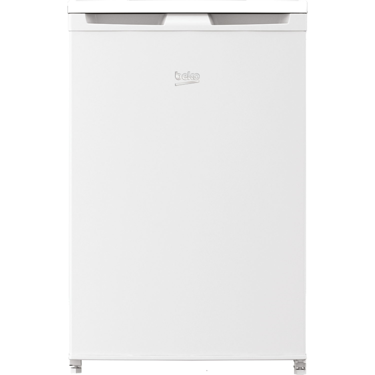 Mini-frigorifero Beko bianco. Design semplice con pannello frontale bianco e logo Beko.